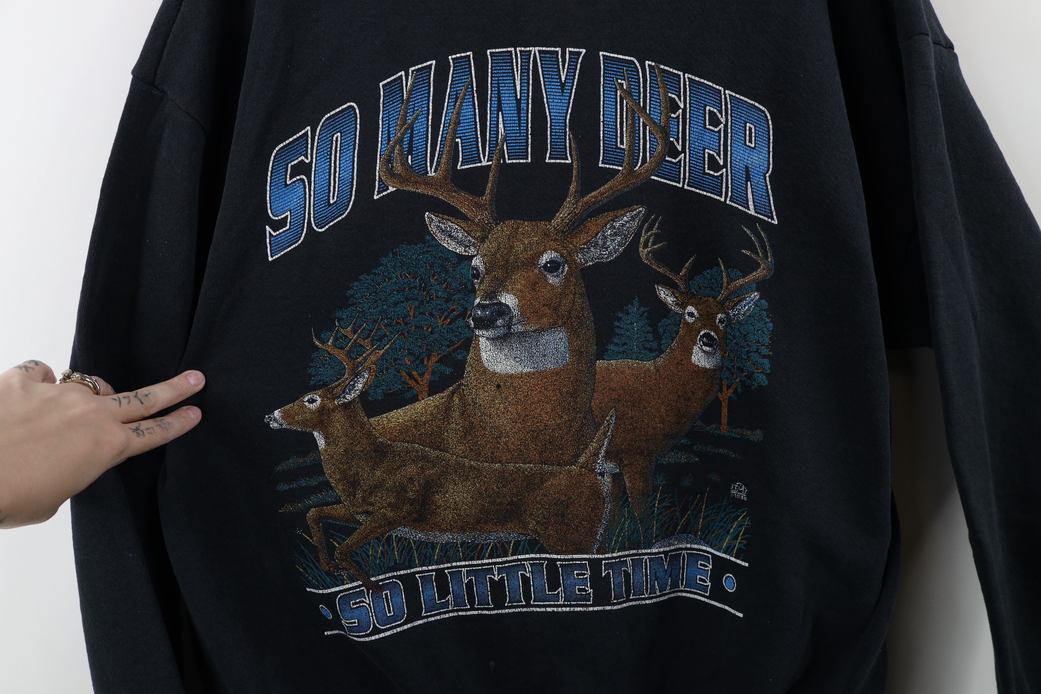 Vintage Vintage 90s Streetwear Deer Buck Sweatshirt USA Black Size US XXL / EU 58 / 5 - 4 Thumbnail