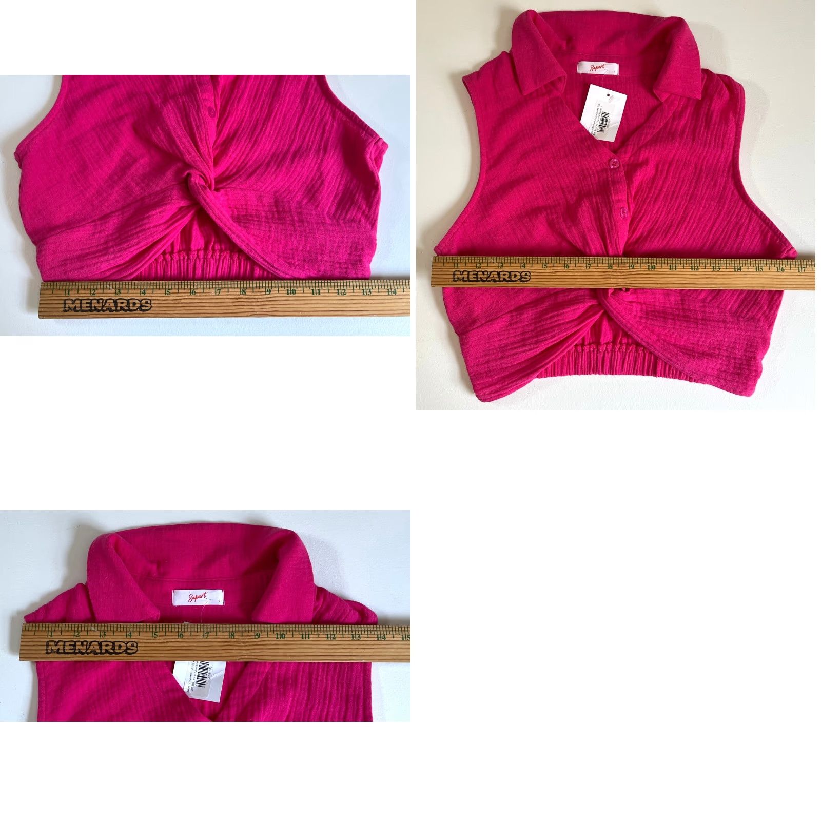 Vintage 8apart Frankie's on the Park Junior's Julle Gauze Top Cropped Tank Pink S Size S / US 4 / IT 40 - 9 Thumbnail