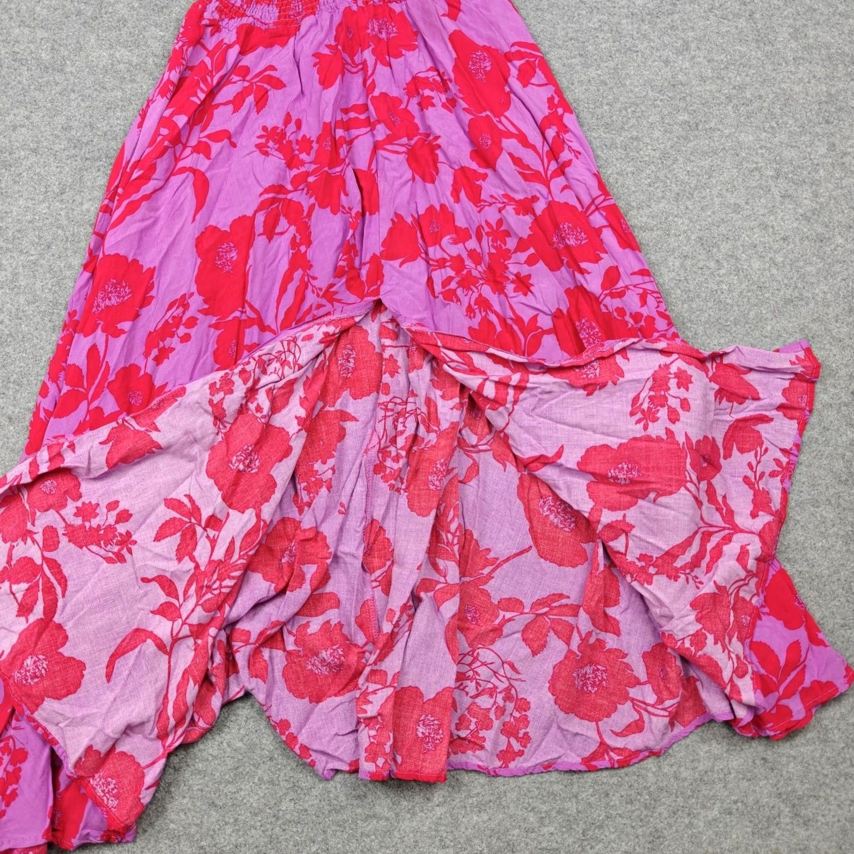 Vintage Abel The Label Dress Womens M Purple Floral Halter Smocked Maxi Sundress Size M / US 6-8 / IT 42-44 - 3 Thumbnail