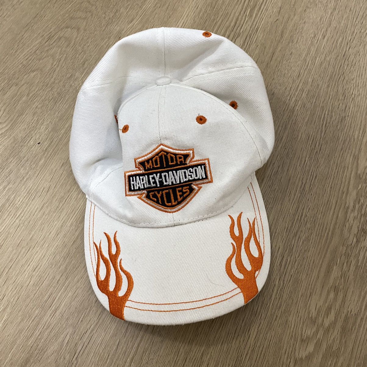 Harley Davidson × Vintage Vintage Y2K Harley Davidson Flames Hat Size ONE SIZE - 1 Thumbnail
