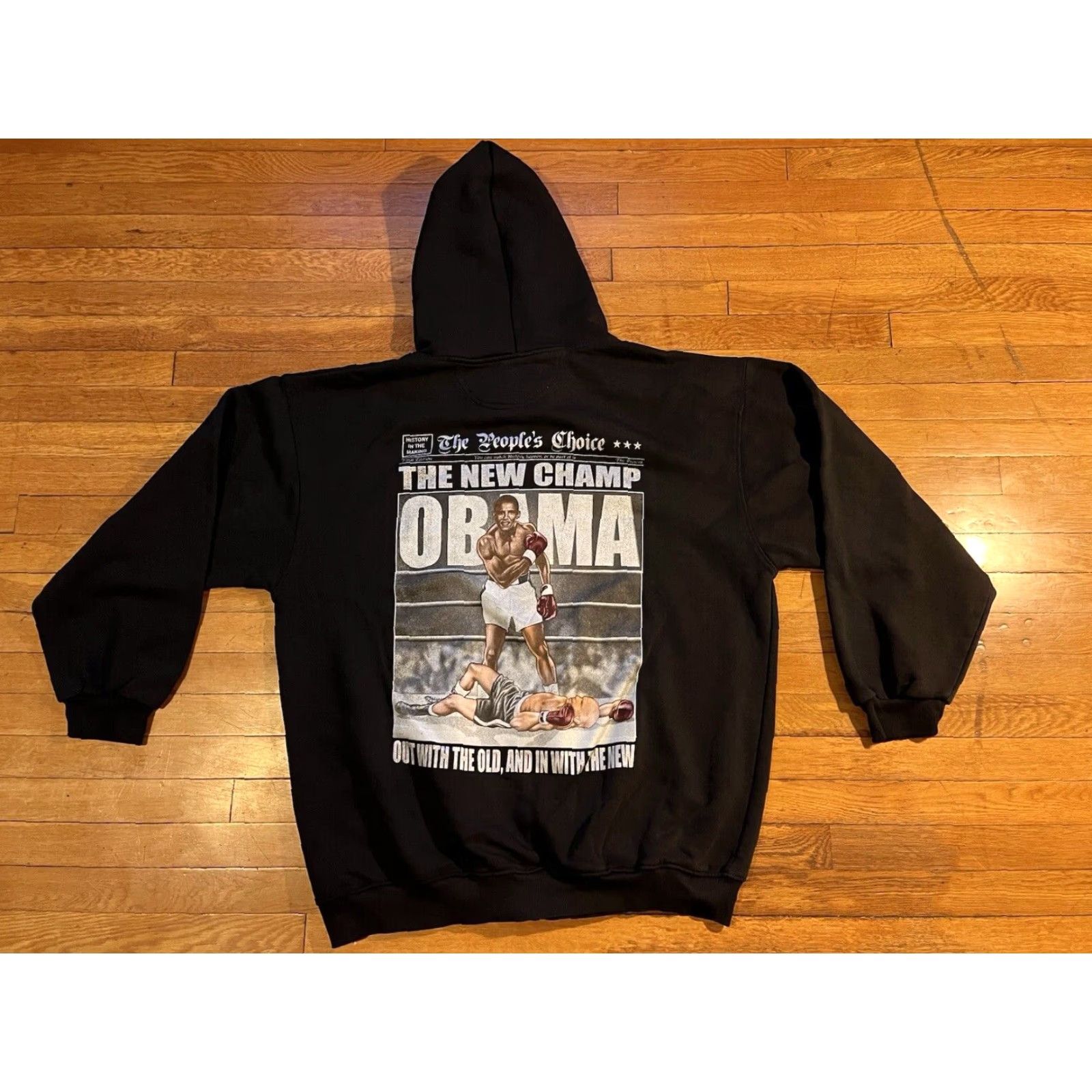 Vintage VINTAGE Barack Obama Hoodie The New Champ Men’s 4XL Black Logo Full Zip Pockets USA Retro Tree Size US XXL / EU 58 / 5 - 2 Thumbnail