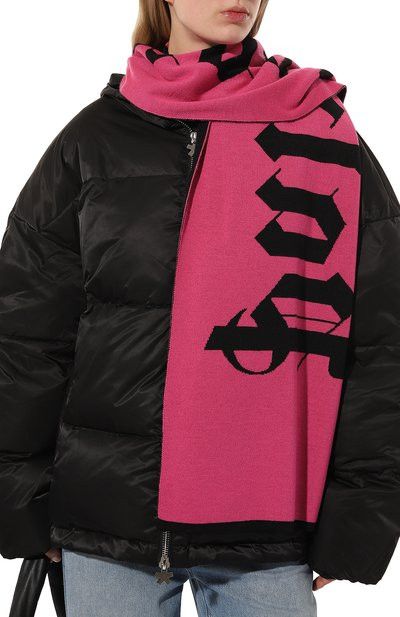 Palm Angels o1y1125 Size : OS / Logo Scarf in Fuchsia/Black Size ONE SIZE - 2 Thumbnail