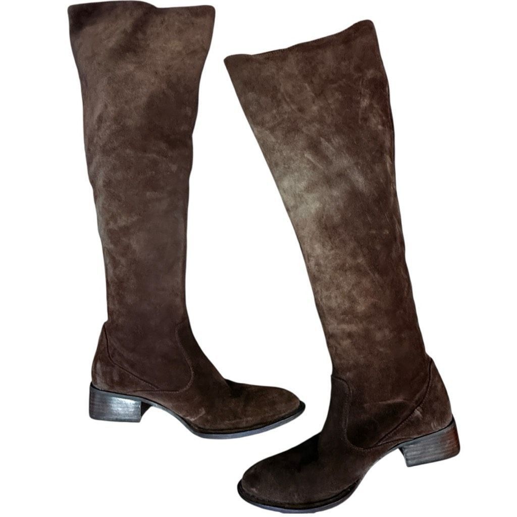 Born BORN CROWN Cricket Suede Boots Brown Leather Boots Tall Knee Size US 7.5 / IT 37.5 - 1 Thumbnail