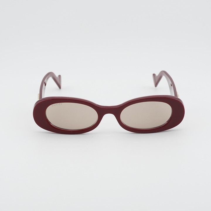 Gucci Gucci GG0517S 009 Sunglasses Burgundy Oval Frame Size ONE SIZE - 5 Thumbnail