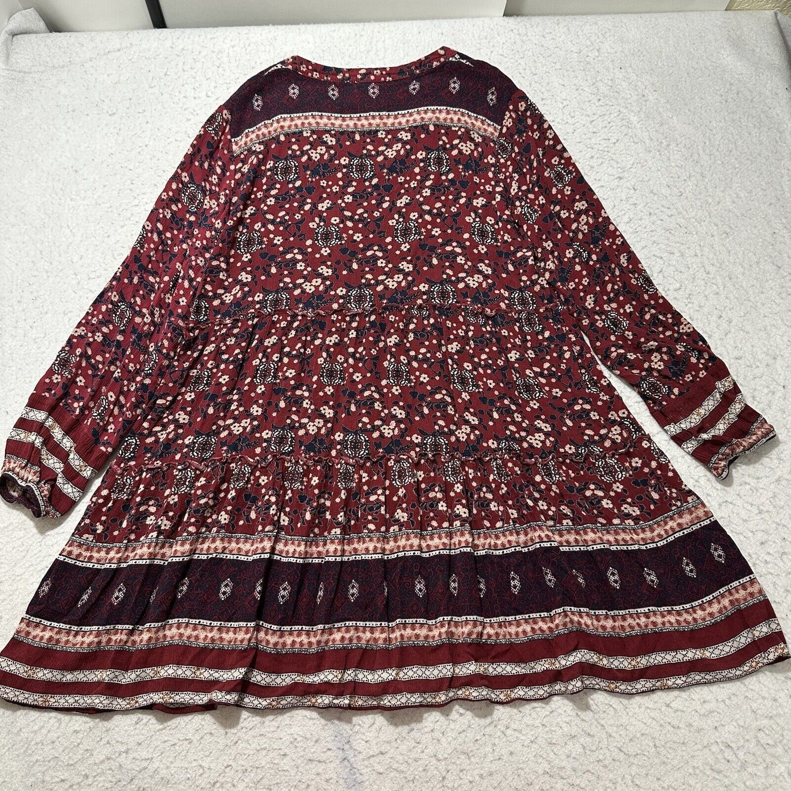 Other Knox Rose Small Dress V Neck Floral Red Lightweight Pullover Size S / US 4 / IT 40 - 10 Thumbnail