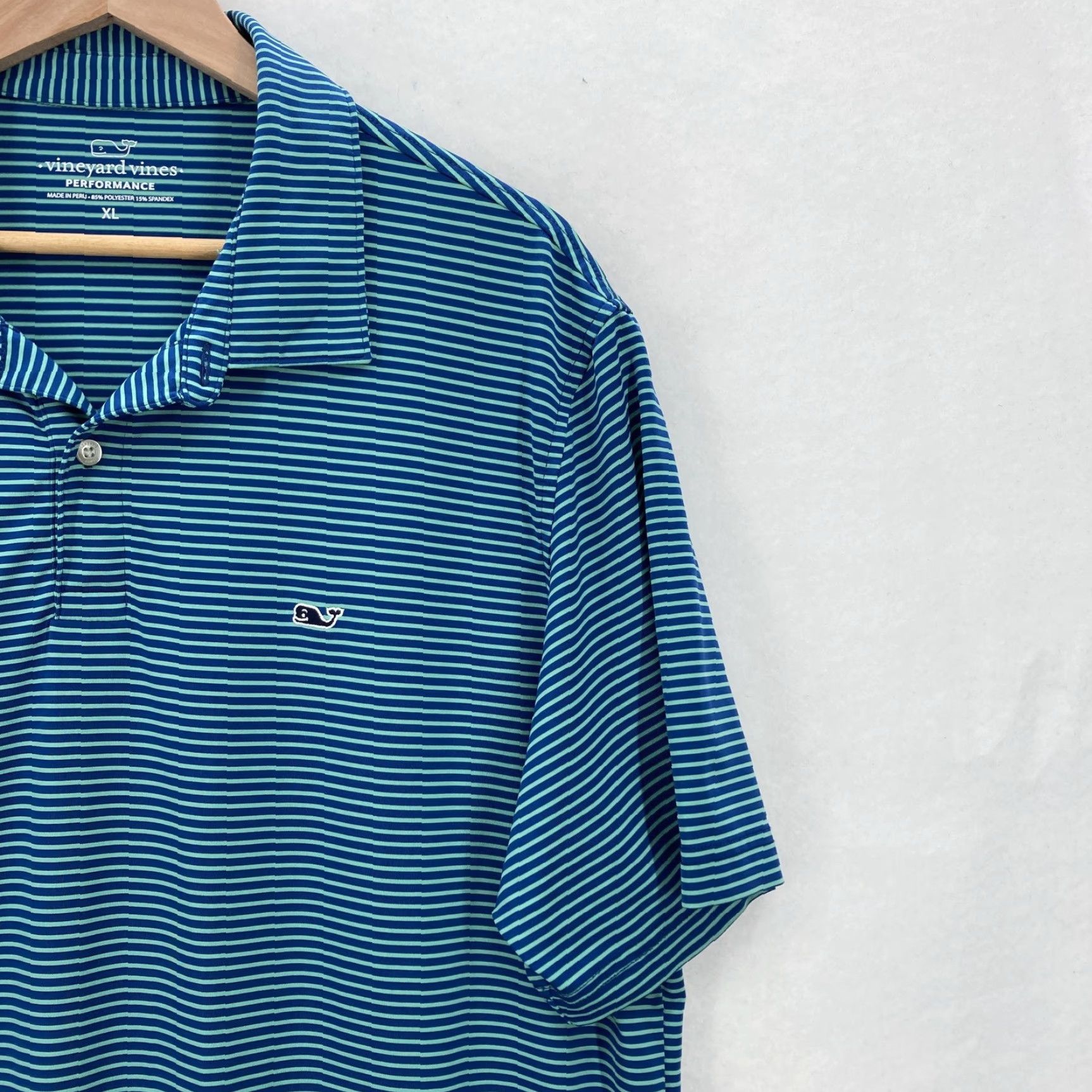 Vineyard Vines Vineyard Vines Performance Polo Shirt Mens XL Blue Striped Golf Stretch Wicking Size US XL / EU 56 / 4 - 2 Thumbnail