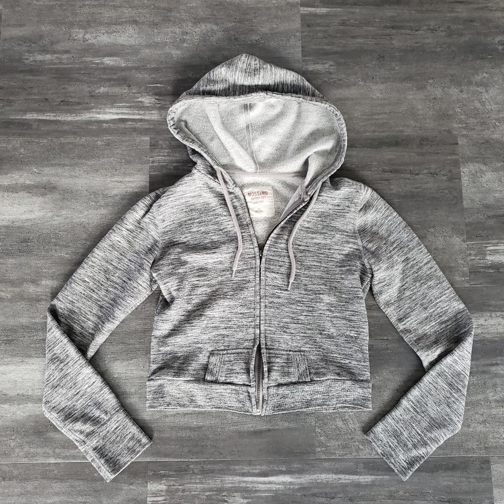 Designer Grey Heathered Mossimo Cropped Zip Up Size S / US 4 / IT 40 - 1 Thumbnail