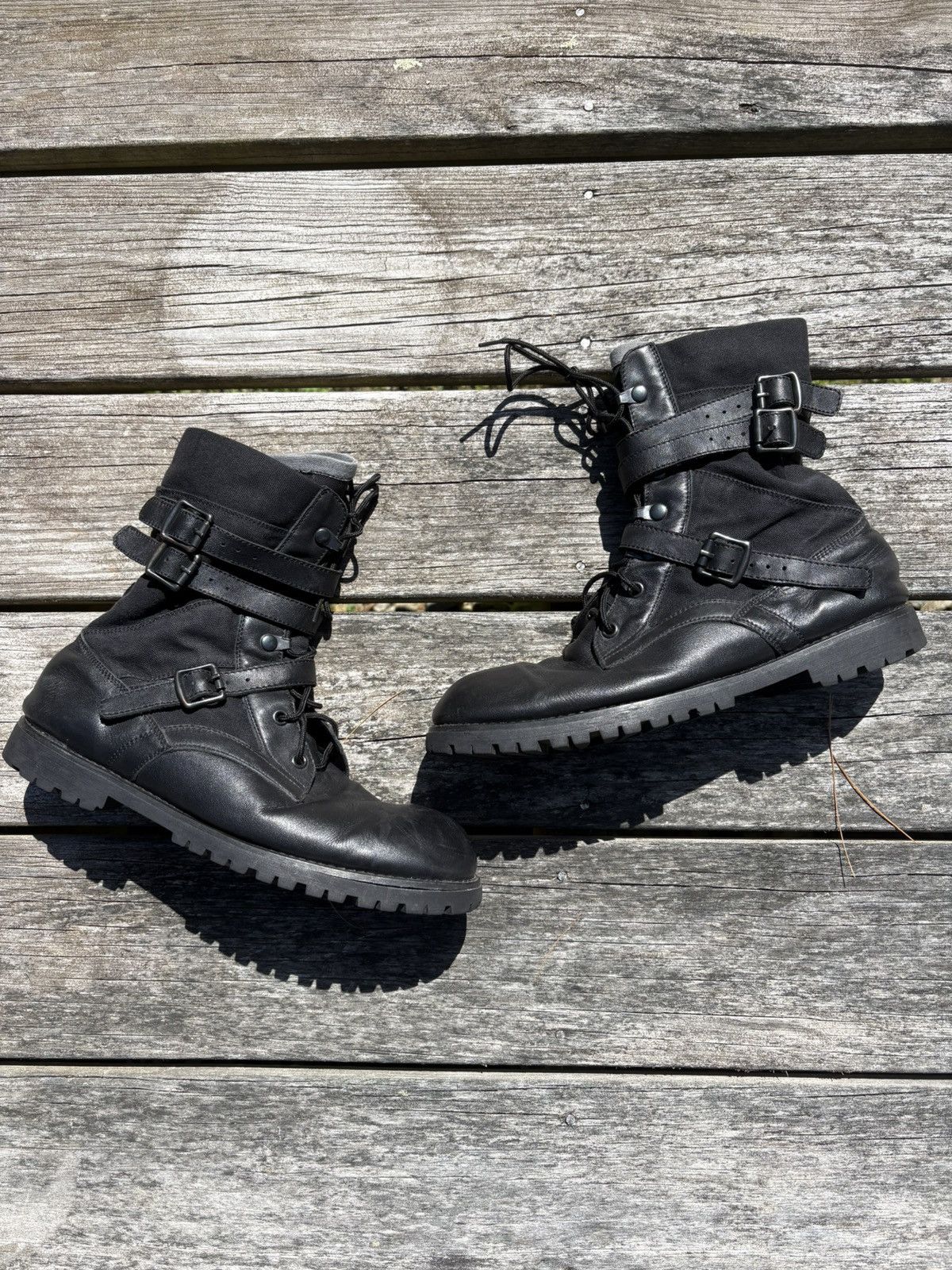 NUMBER (N)INE 08SS BIRDS期 leather boots Number (N)ine Double Layer Boots - SS08 