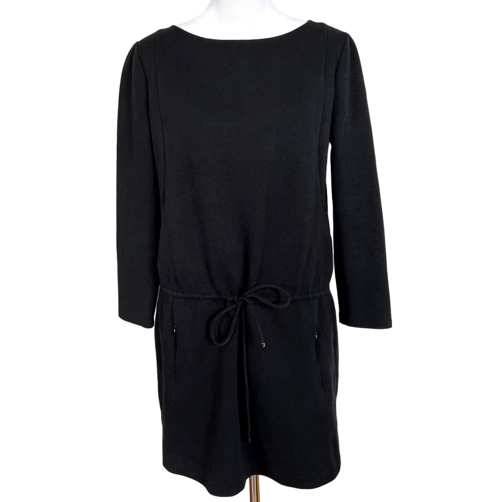 Elie Tahari VINTAGE Elie Tahari Black Dress Long Sleeve Drawstring Pockets Womens S Dress Casual Shift Size S / US 4 / IT 40 - 2 Thumbnail