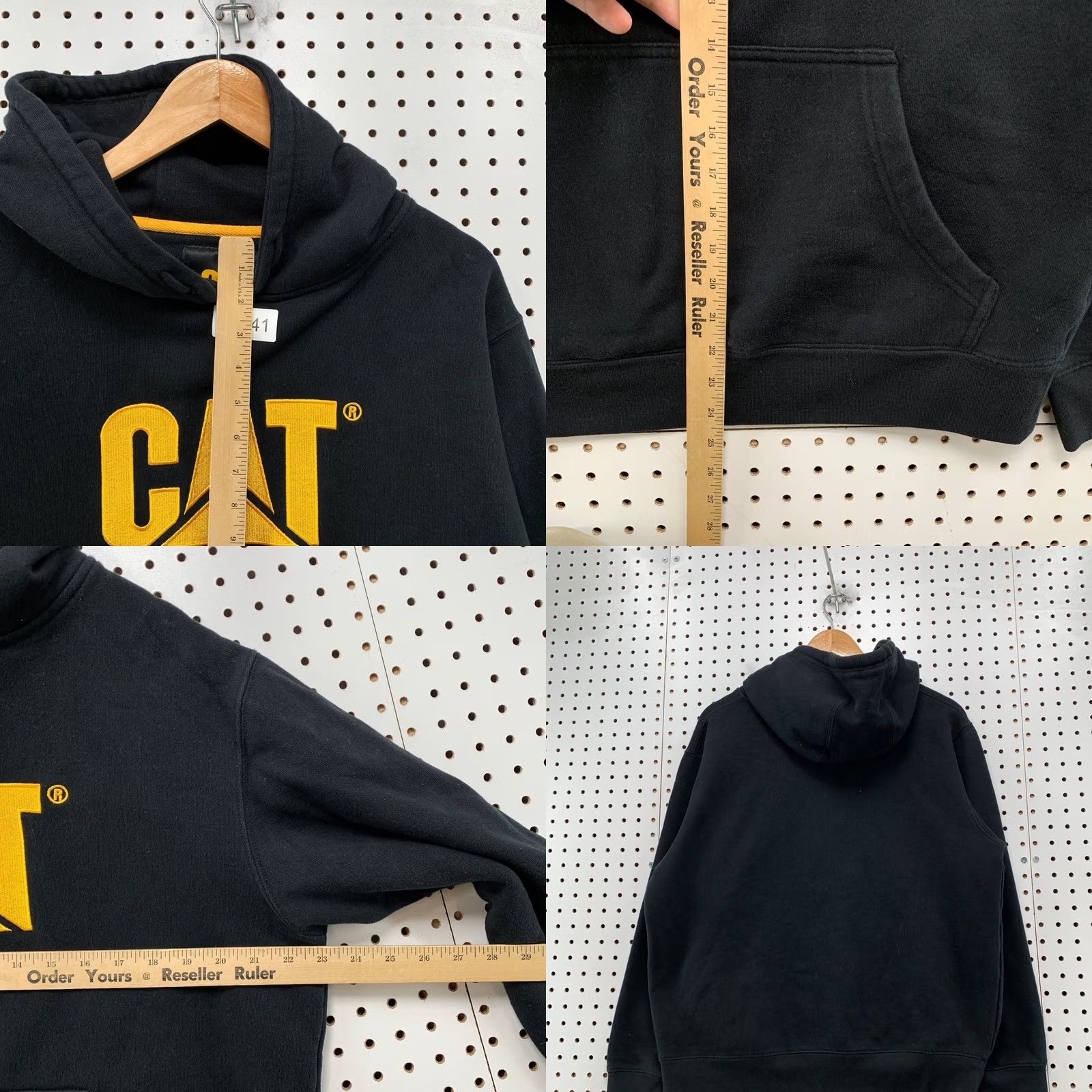 Vintage CAT Caterperpilla Hoodie Sweatshirt Mens Medium Black Yellow Embroidered Size US L / EU 52-54 / 3 - 8 Thumbnail