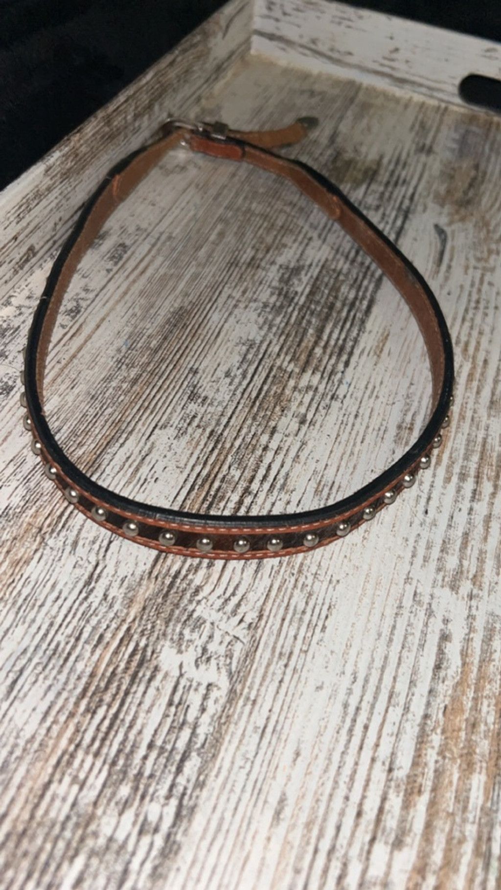 The Unbranded Brand Women's Unbranded Studded Leather Belt One Size Brown Black Size ONE SIZE - 4 Thumbnail