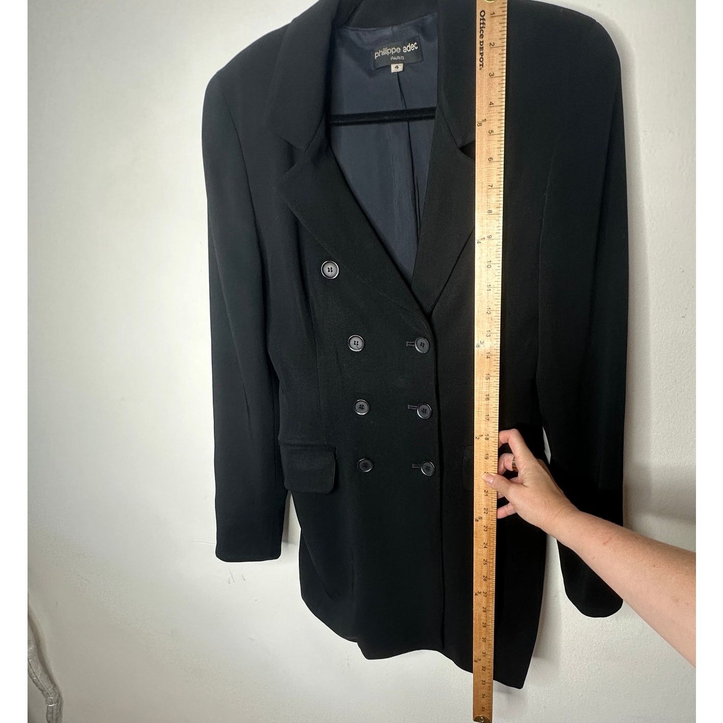 Other Philippe Adec Black Double Breast Wool Dress Jacket Blazer 4 Size S / US 4 / IT 40 - 8 Thumbnail