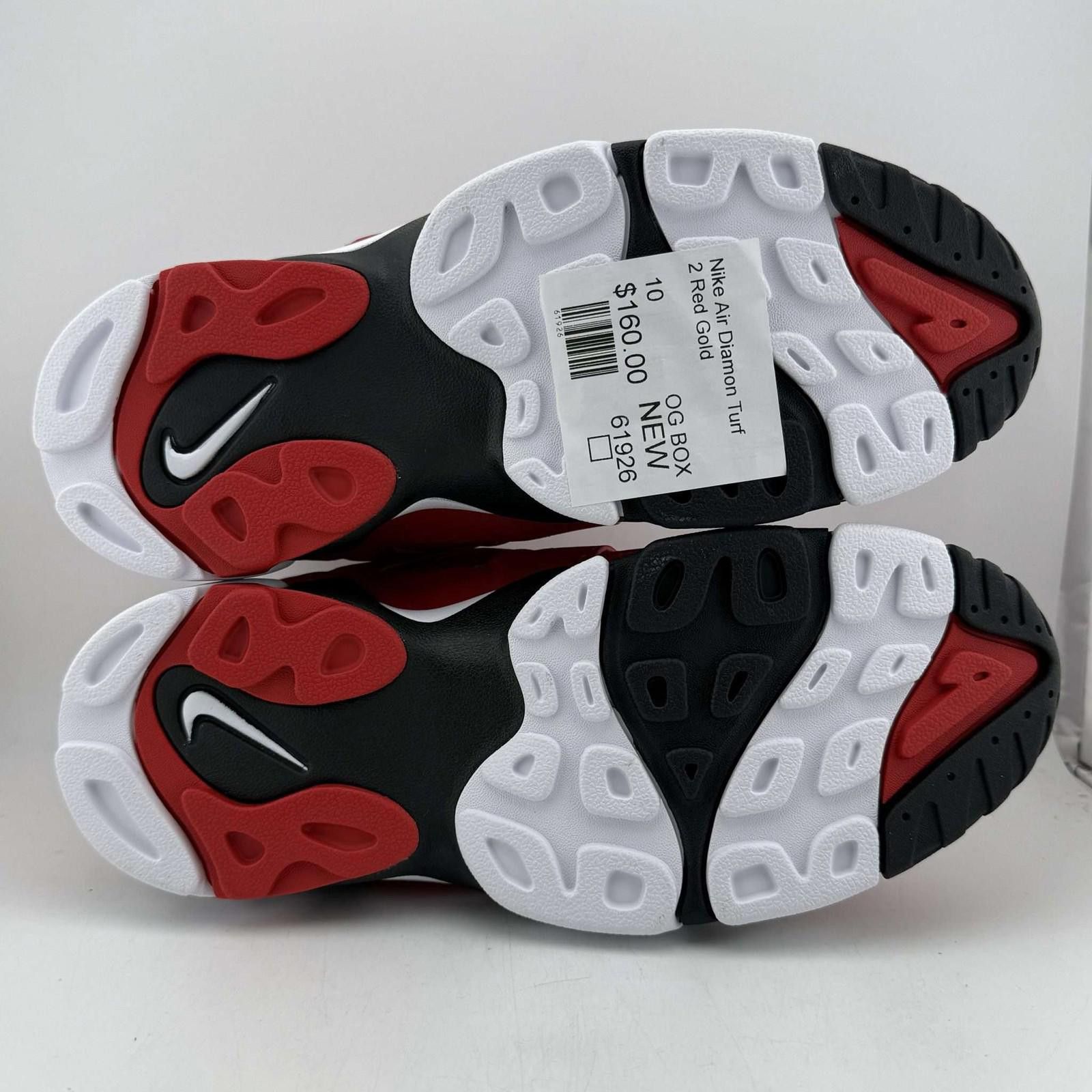 Nike Nike Air Diamond Turf 2 Red Gold US 10 New with Box HQ2631 Size US 10 / EU 43 - 6 Thumbnail