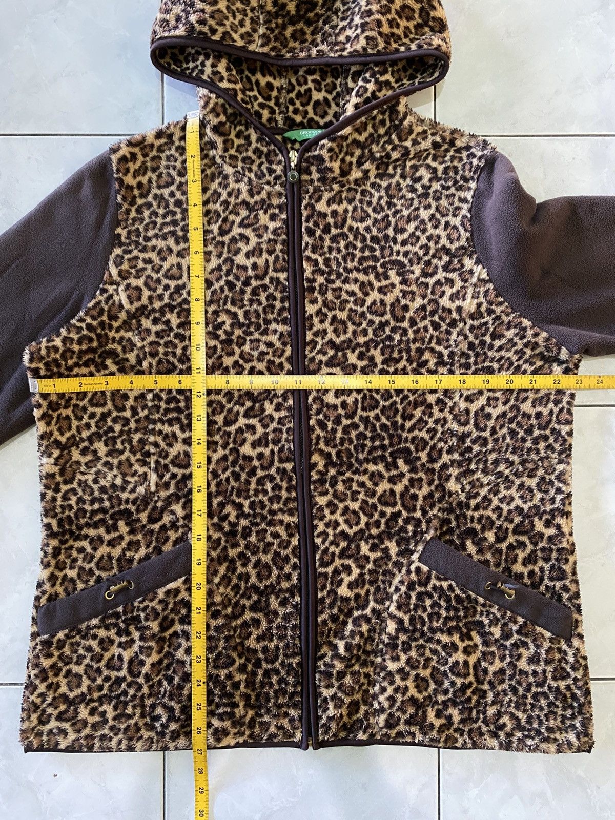 Vintage Crocodile Leopard Sherpa Fleece Jacket Y2K Cozy Outerwear Size ONE SIZE - 15 Thumbnail