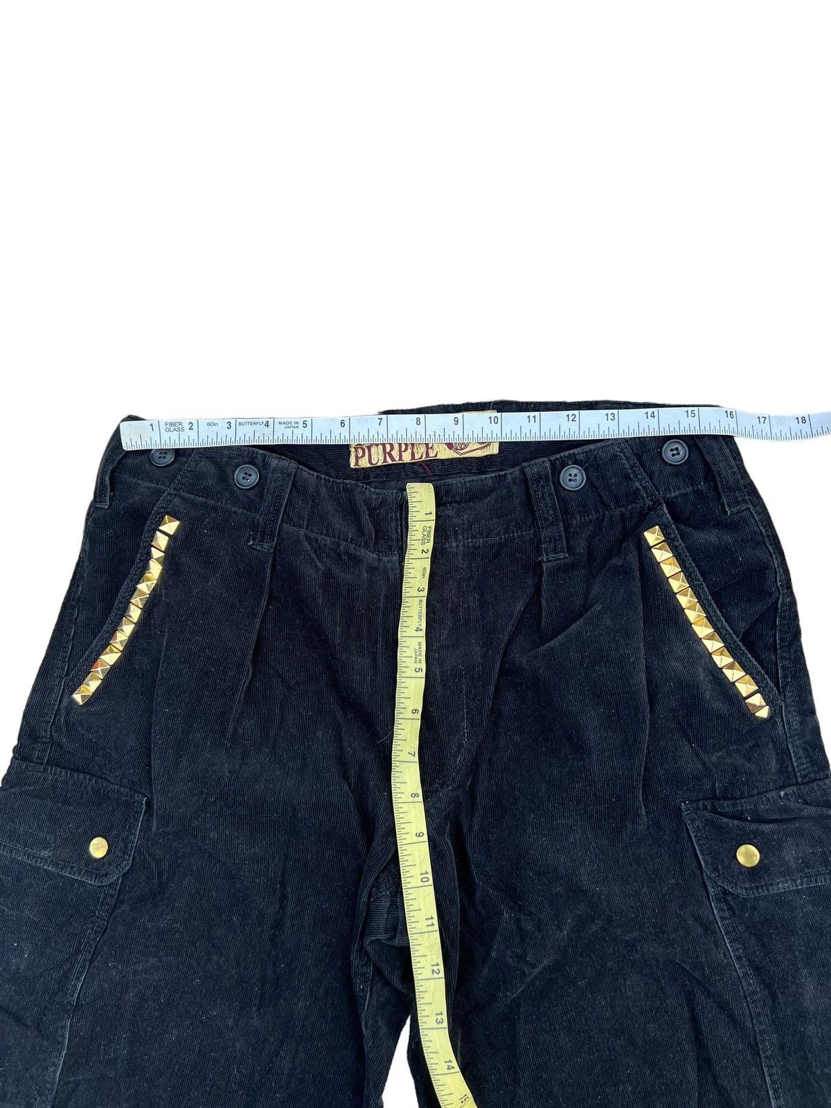 Vintage Tyrian Purple Japan Rivet Black Corduroy Cargo Trouser Pant Size US 30 / EU 46 - 3 Thumbnail