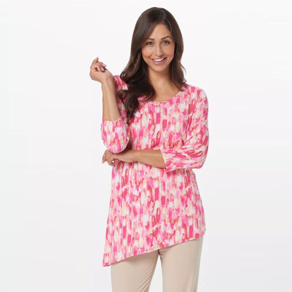 Other Susan Graver Liquid Knit Asymmetrical Tunic Top Size L Size L / US 10 / IT 46 - 1 Thumbnail