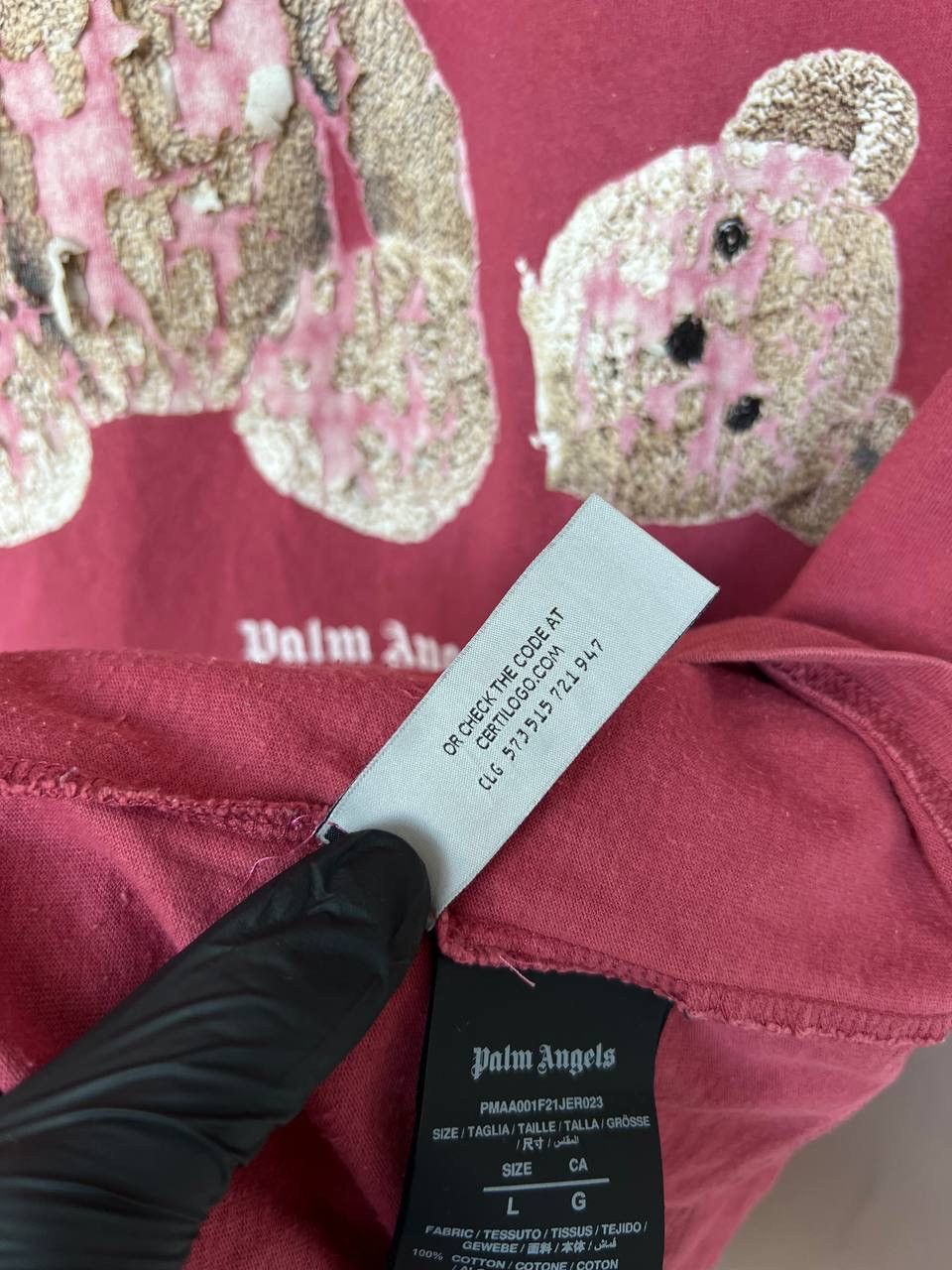 Palm Angels Palm Angels Bear Classic T-Shirt Mens Size L Burgundy Luxury Size US L / EU 52-54 / 3 - 12 Thumbnail