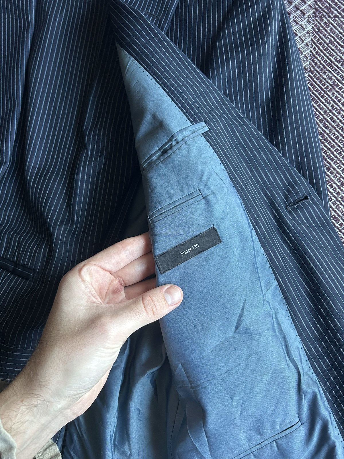 Hugo Boss Hugo Boss Striped Wool Suit Men’s Solid Style 48 Size Size 48R - 6 Thumbnail