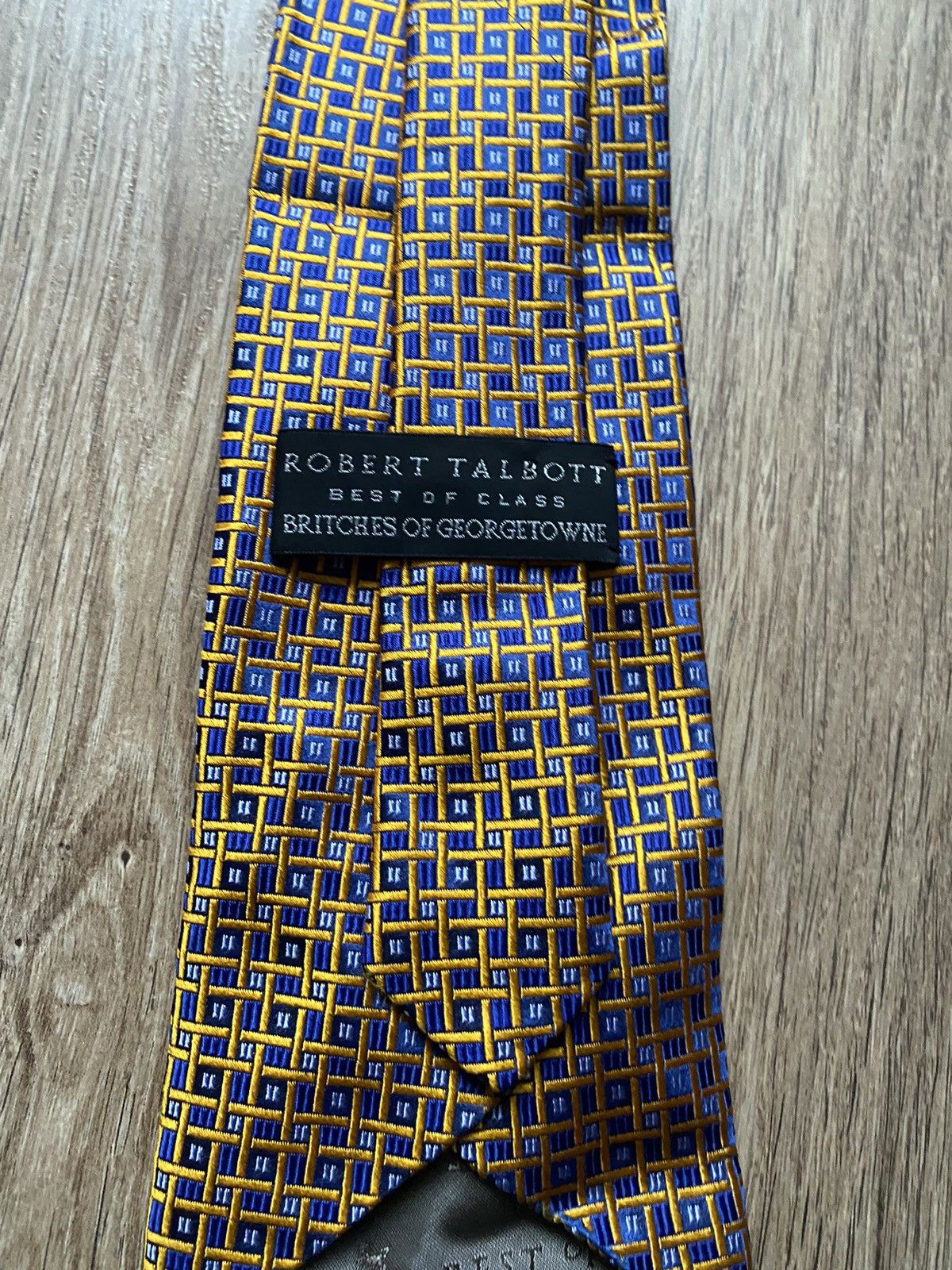 Robert Talbott Robert Talbott Geometric Blue Yellow USA Tie Size ONE SIZE - 5 Thumbnail