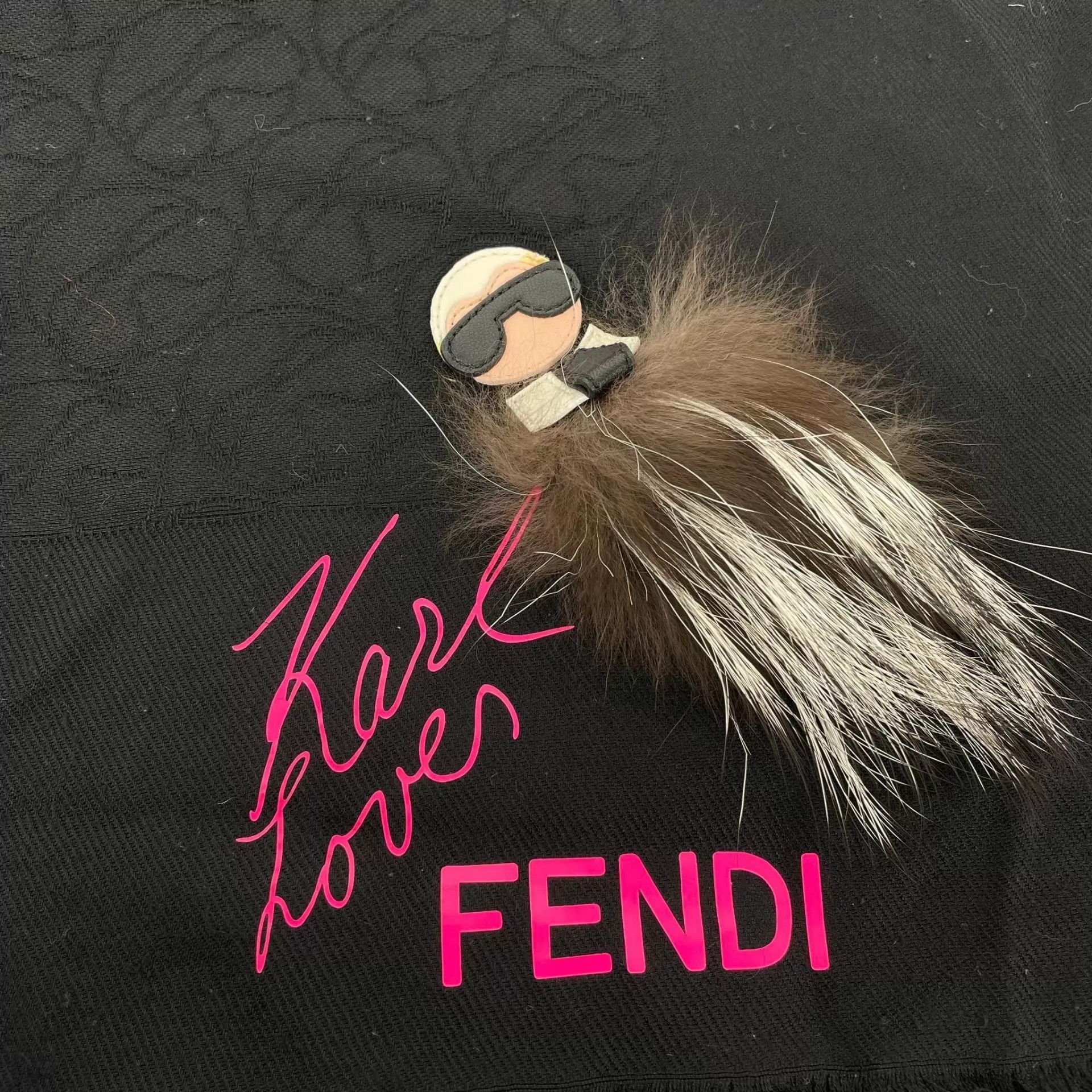 Fendi Fendi Silk Scarf Karl Lagerfeld Limited Black Size ONE SIZE - 2 Thumbnail