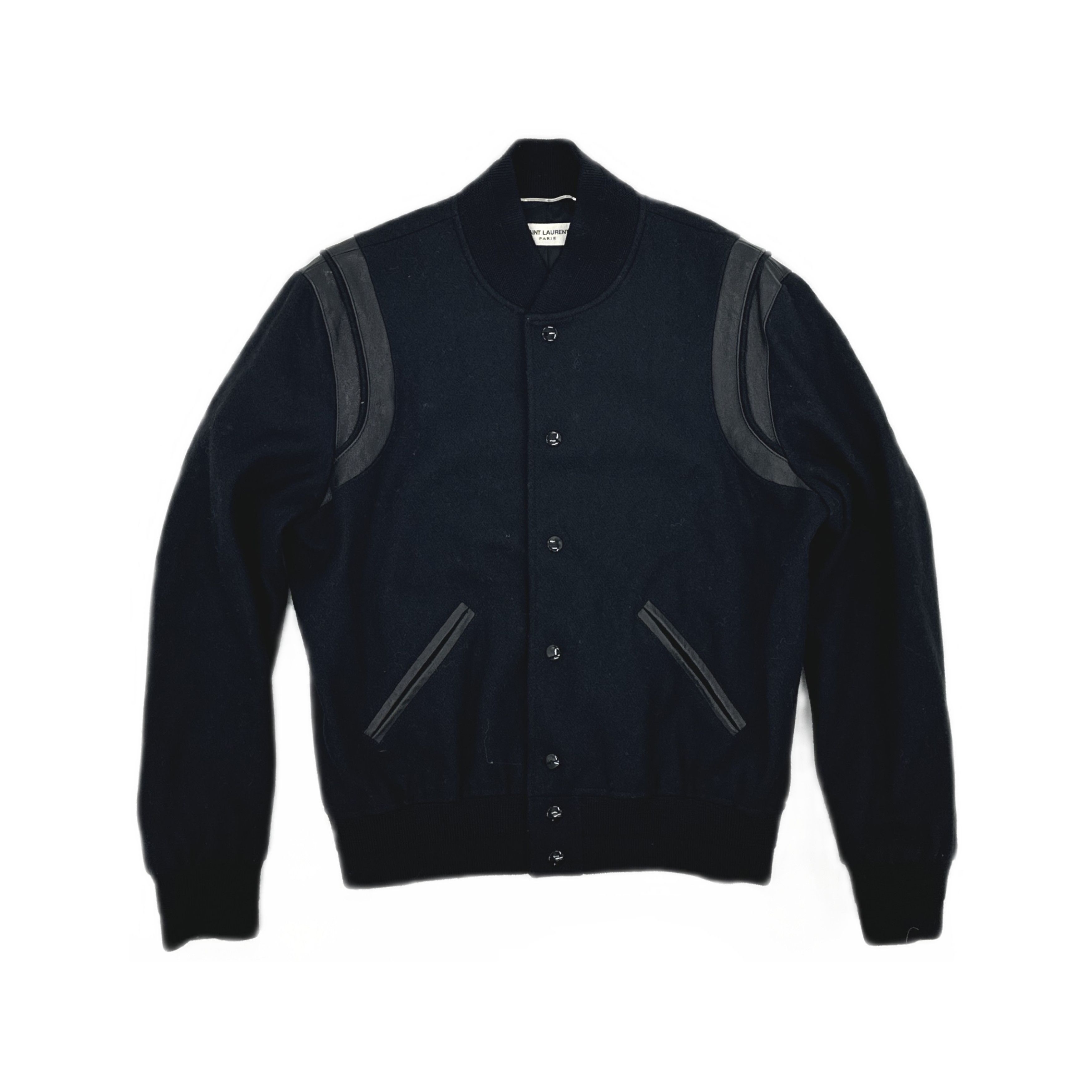 Saint Laurent Paris Saint Laurent Wool Leather Varsity Jacket Size 48 Size US M / EU 48-50 / 2 - 1 Thumbnail