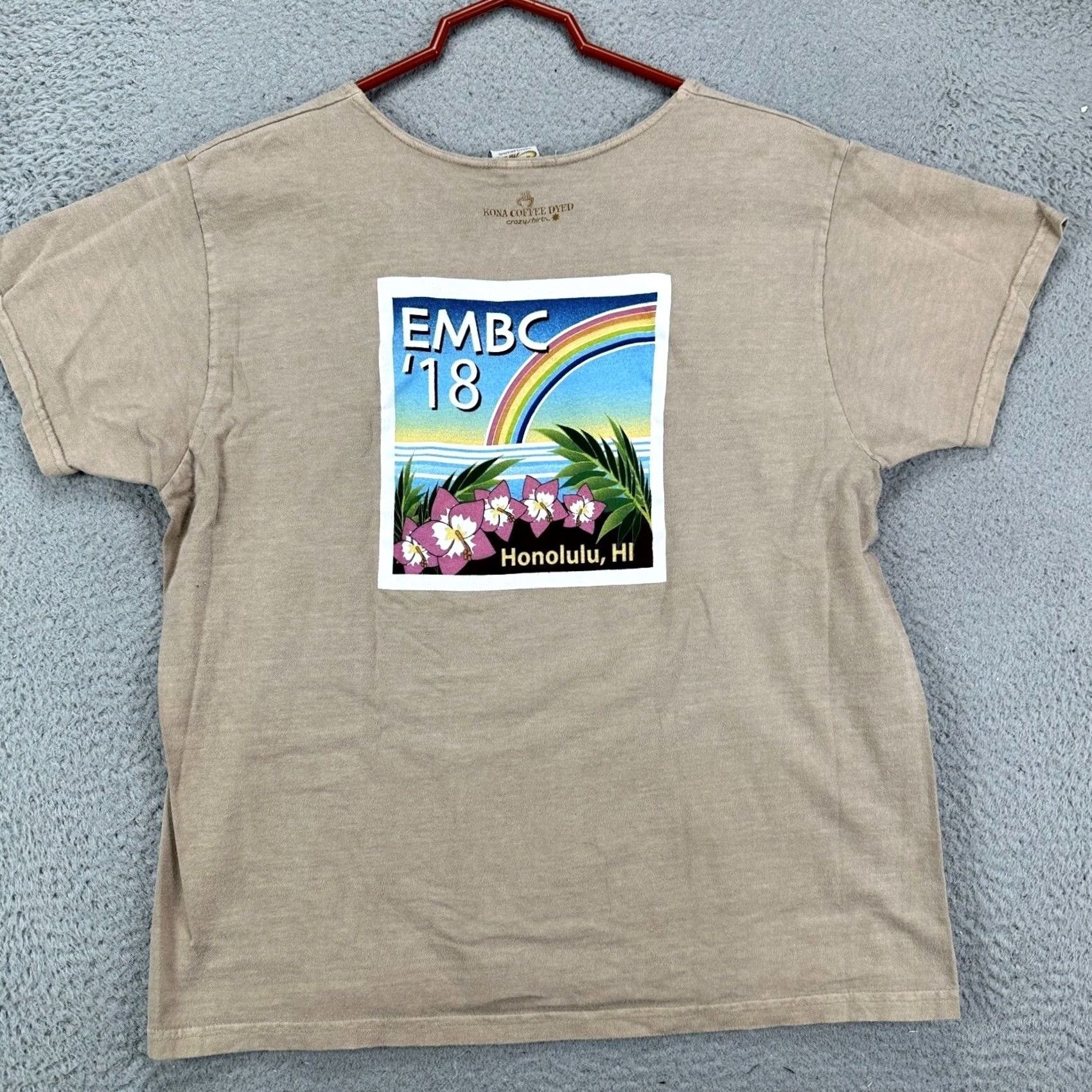 Vintage Crazy Shirts T-Shirt Unisex M Honolulu Hawaii Tee Tan Beige Floral Short Sleeve Crew Neck Breathable Cotton 40x27.5 NEW Size US M / EU 48-50 / 2 - 4 Thumbnail