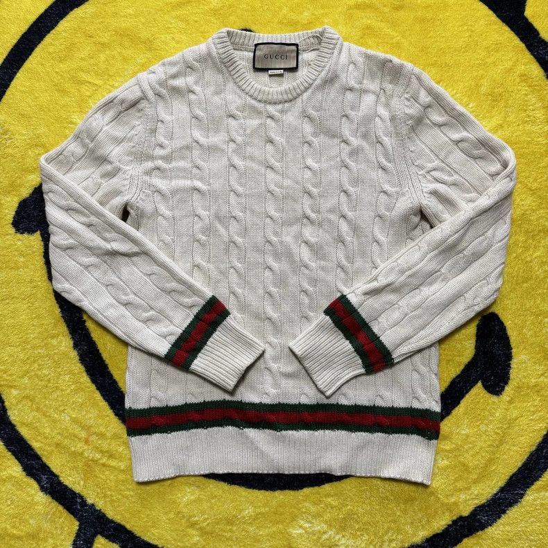 Gucci Gucci Red Green Striped Cable Knit Sweater-dmc Size US S / EU 44-46 / 1 - 1 Thumbnail