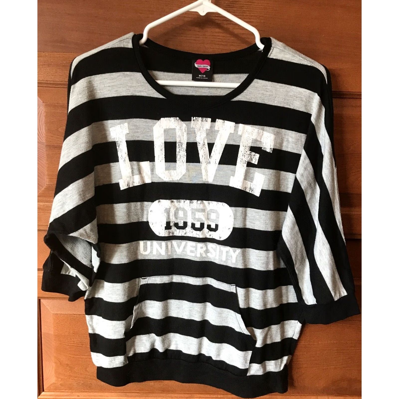 Vintage Hard Candy Love Blouse Jrs Top 7/9 1/2 Sleeve Black Bling University B160 Womens Size M / US 6-8 / IT 42-44 - 2 Thumbnail