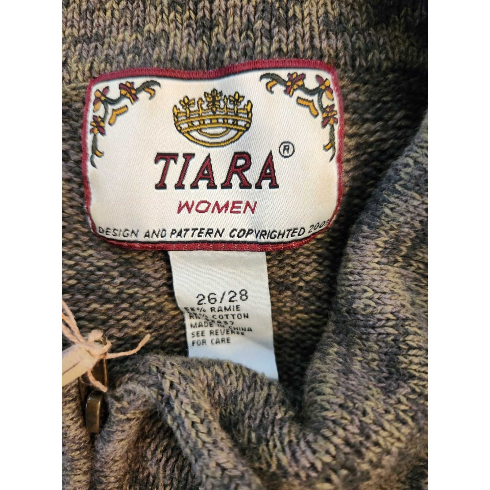 Vintage Tiara Cardigan Women Green Winter Stripe Full Zip 26/28 Plus Size Sweater Size 4XL / US 24-26 - 7 Thumbnail