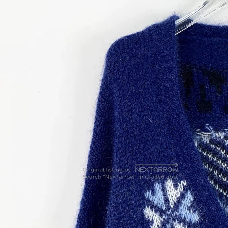Loewe Loewe Navy Blue Snowflake Embroidered Mohair Single-Breast Size S / US 4 / IT 40 - 3 Thumbnail