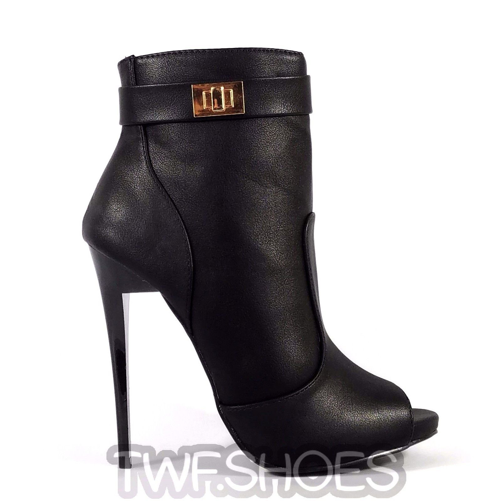 Other MM Adamarys Black Open Toe Ankle Boot 4.75" Spike Stiletto H Size US 6 / IT 36 - 1 Thumbnail