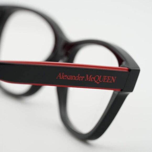 Alexander McQueen Alexander McQueen AM0306O 003 Eyeglasses Black/Red 52mm Size ONE SIZE - 3 Thumbnail