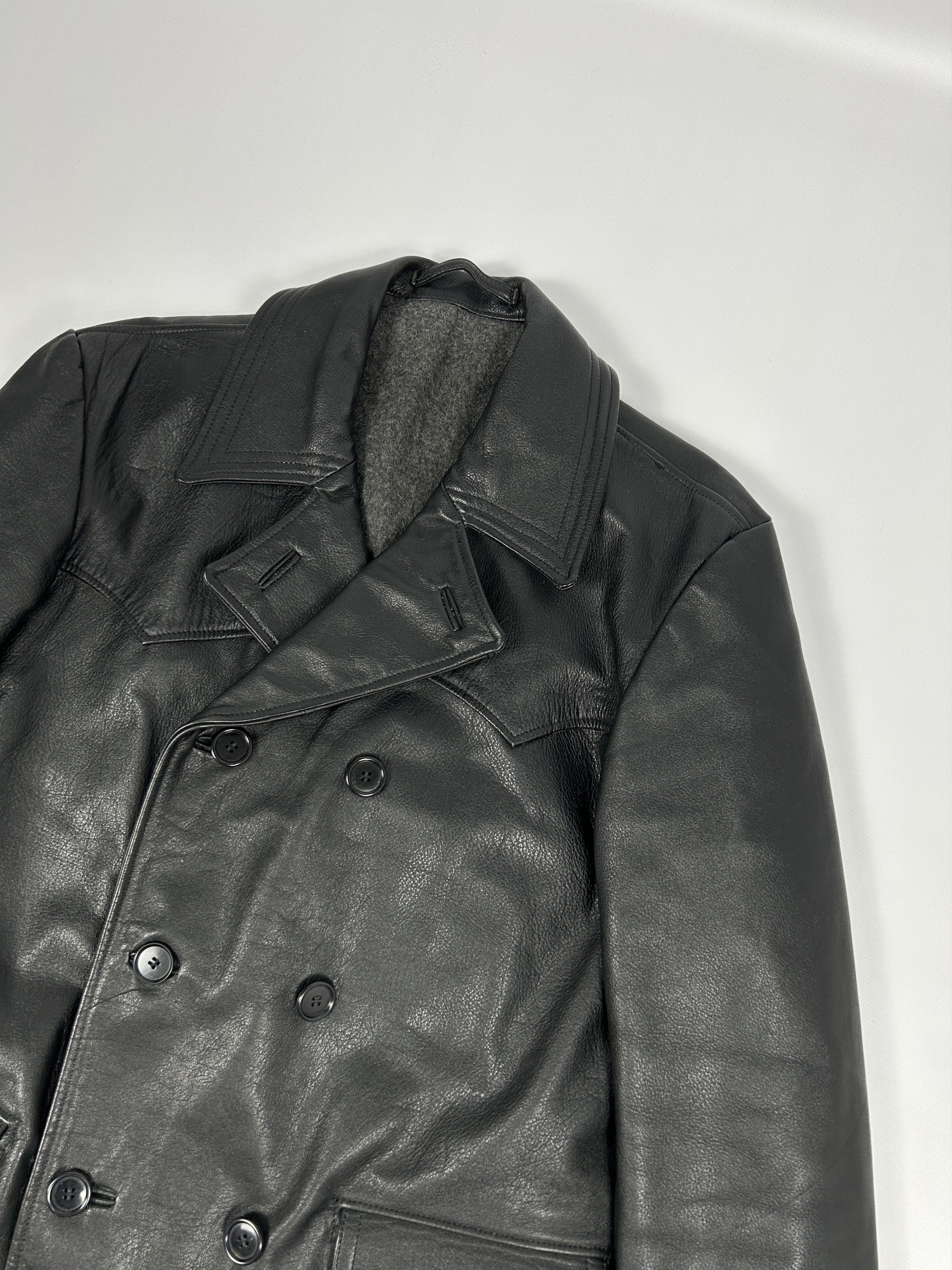 Genuine Leather Vintage black leather double breasted peacoat Size US L / EU 52-54 / 3 - 3 Thumbnail