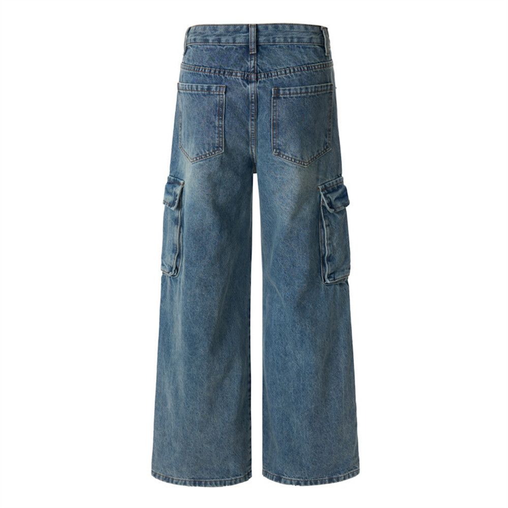 Vintage Distressed, washed punk retro men's loose-fitting work jeans Size US 32 / EU 48 - 5 Thumbnail