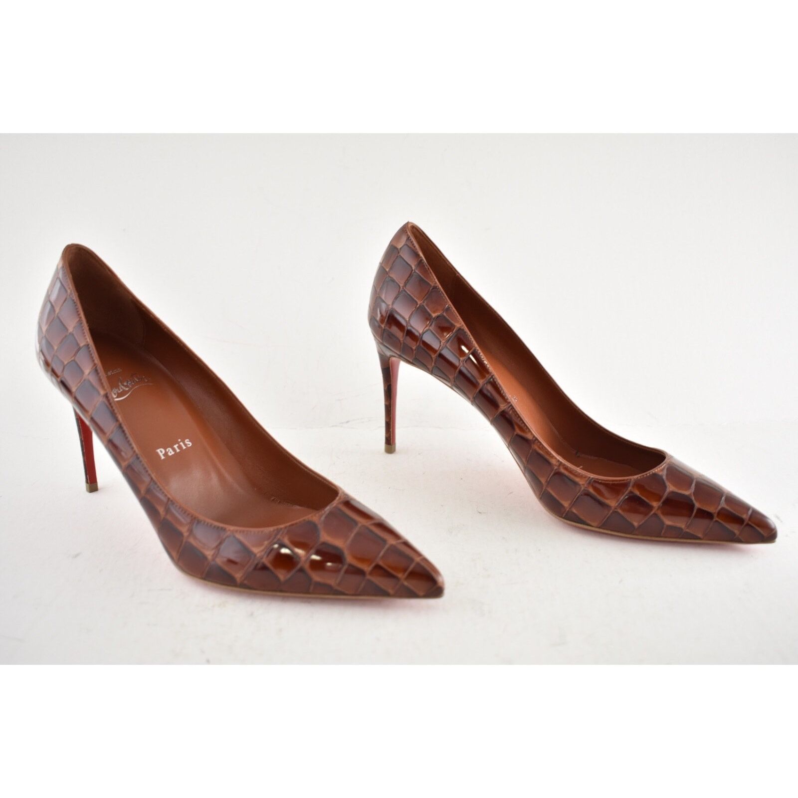 Christian Louboutin Christian Louboutin Kate 85 Brown Acajou Calf Ali Croc Size US 8 / IT 38 - 4 Thumbnail