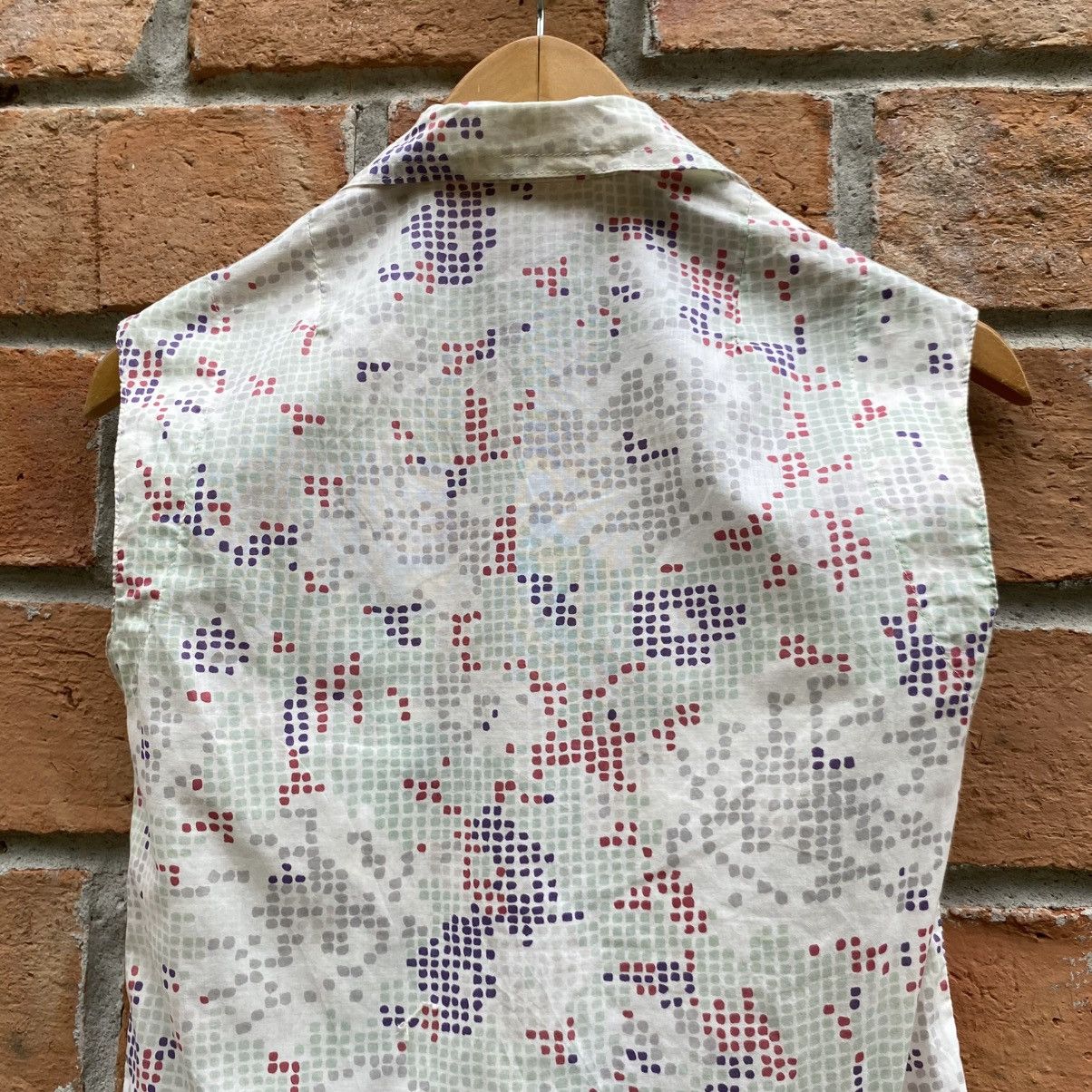 Kenzo Kenzo White Sleeveless Printed Button-Up Shirt Size S / US 4 / IT 40 - 4 Thumbnail