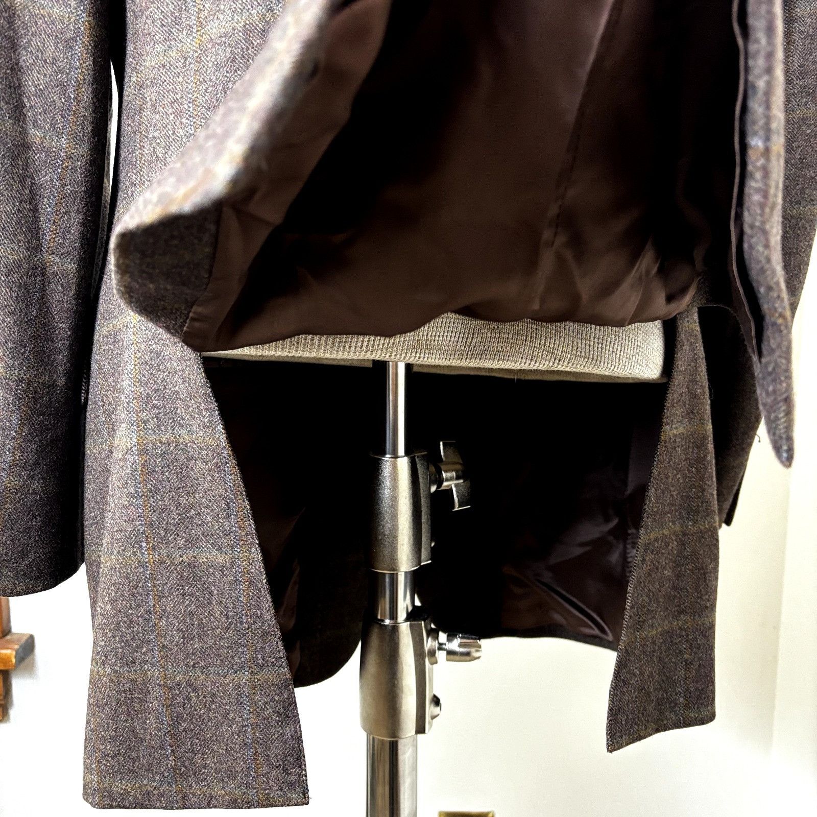 Other Gritti Zegna Sport Coat 50R It 40 US Windowpane Brown Flanne Size 40R - 9 Thumbnail