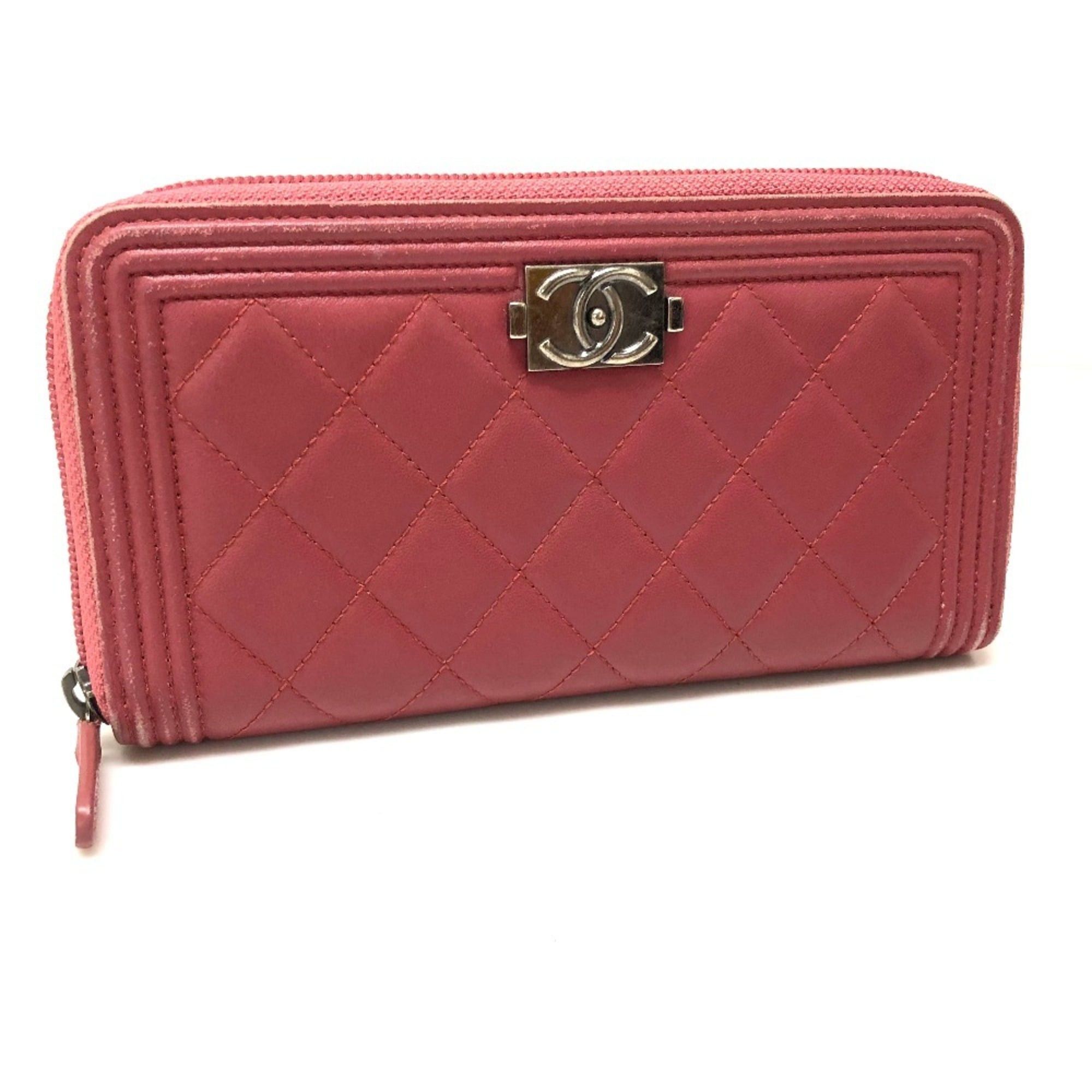 Chanel CHANEL A68733 Boy Chanel Round Zip Long Wallet, Lambskin, Women's, Rose Size ONE SIZE - 1 Thumbnail