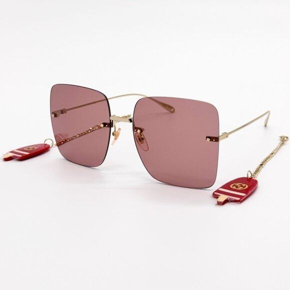 Gucci NEW GUCCI SUNGLASSES GG1147S 005 GOLD/PINK WOMEN EYEWEAR Size ONE SIZE - 3 Thumbnail