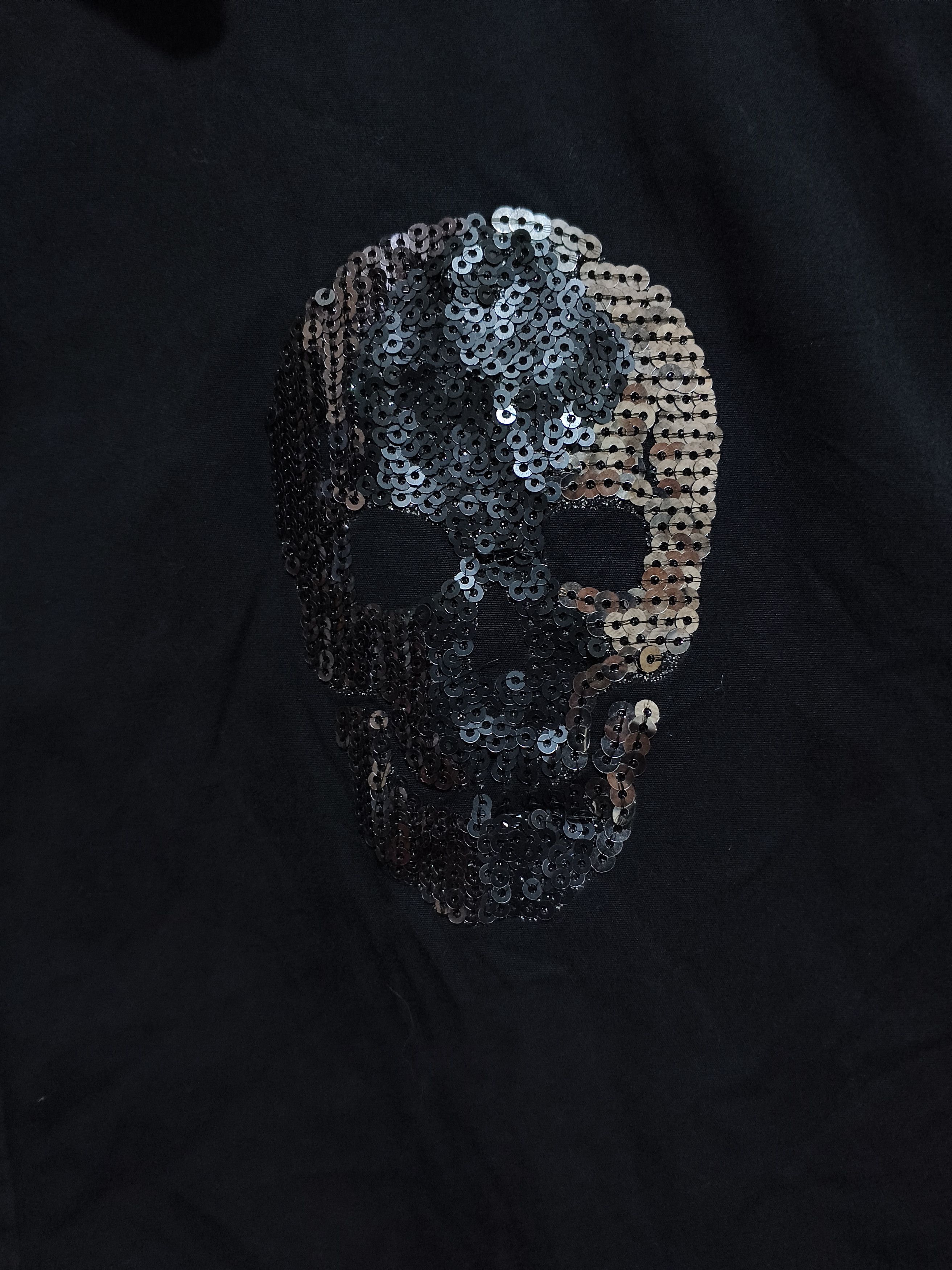 Japanese Brand 5CM Sequin Skull Hidden Placket Shirt Black Gothic Punk Rock Size US M / EU 48-50 / 2 - 3 Thumbnail