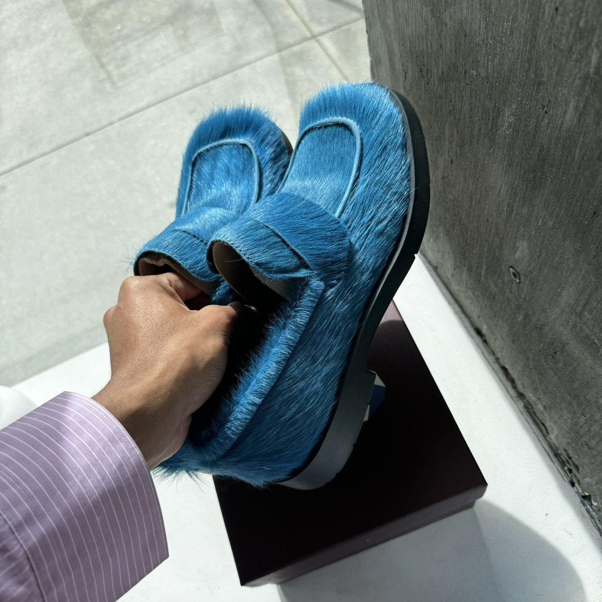 Camper × CamperLab CAMPERLAB MIL 1978 Square Toe Fur Loafers