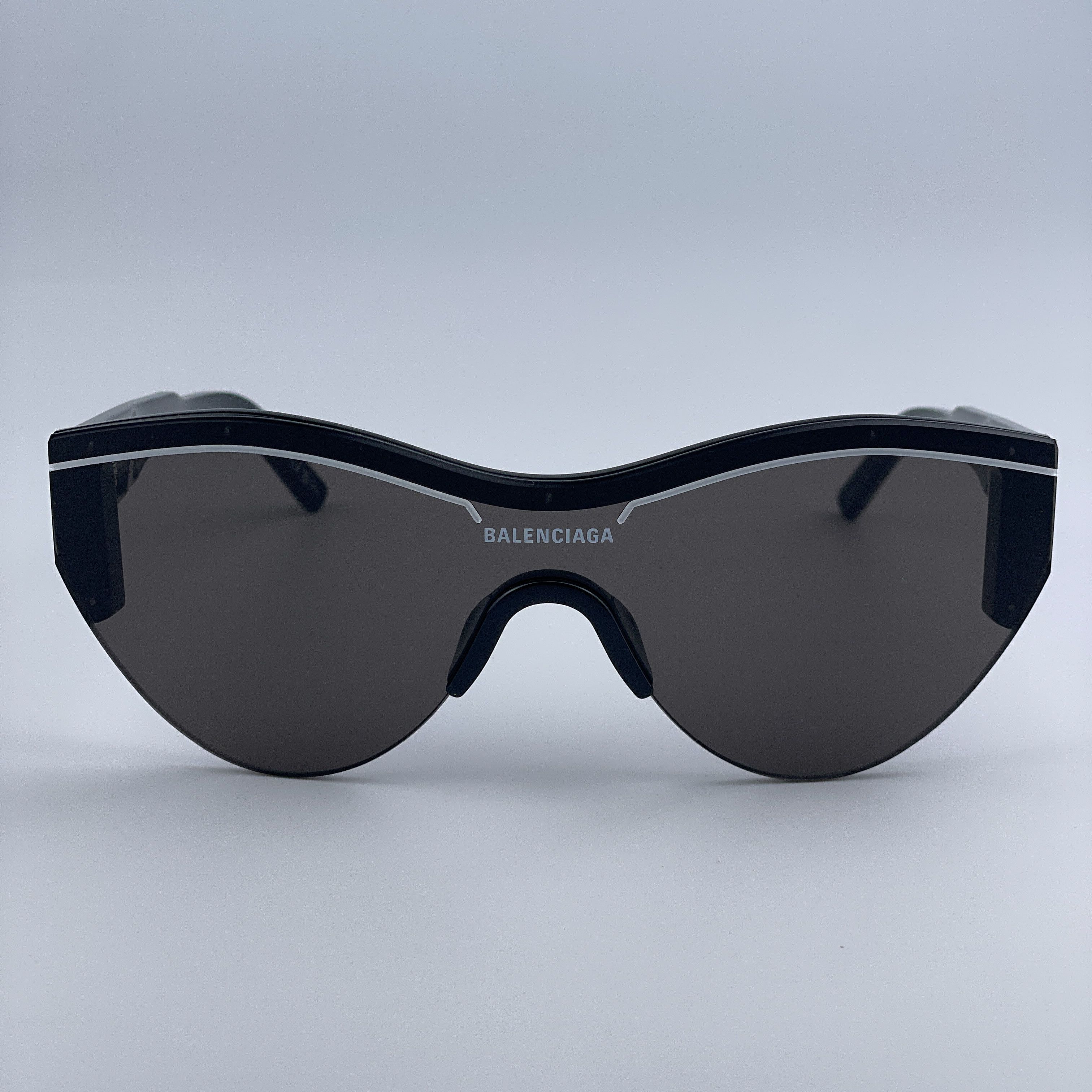 Balenciaga NEW Balenciaga BB0004S 001 Grey Shield Unisex Sunglasses Size ONE SIZE - 7 Thumbnail