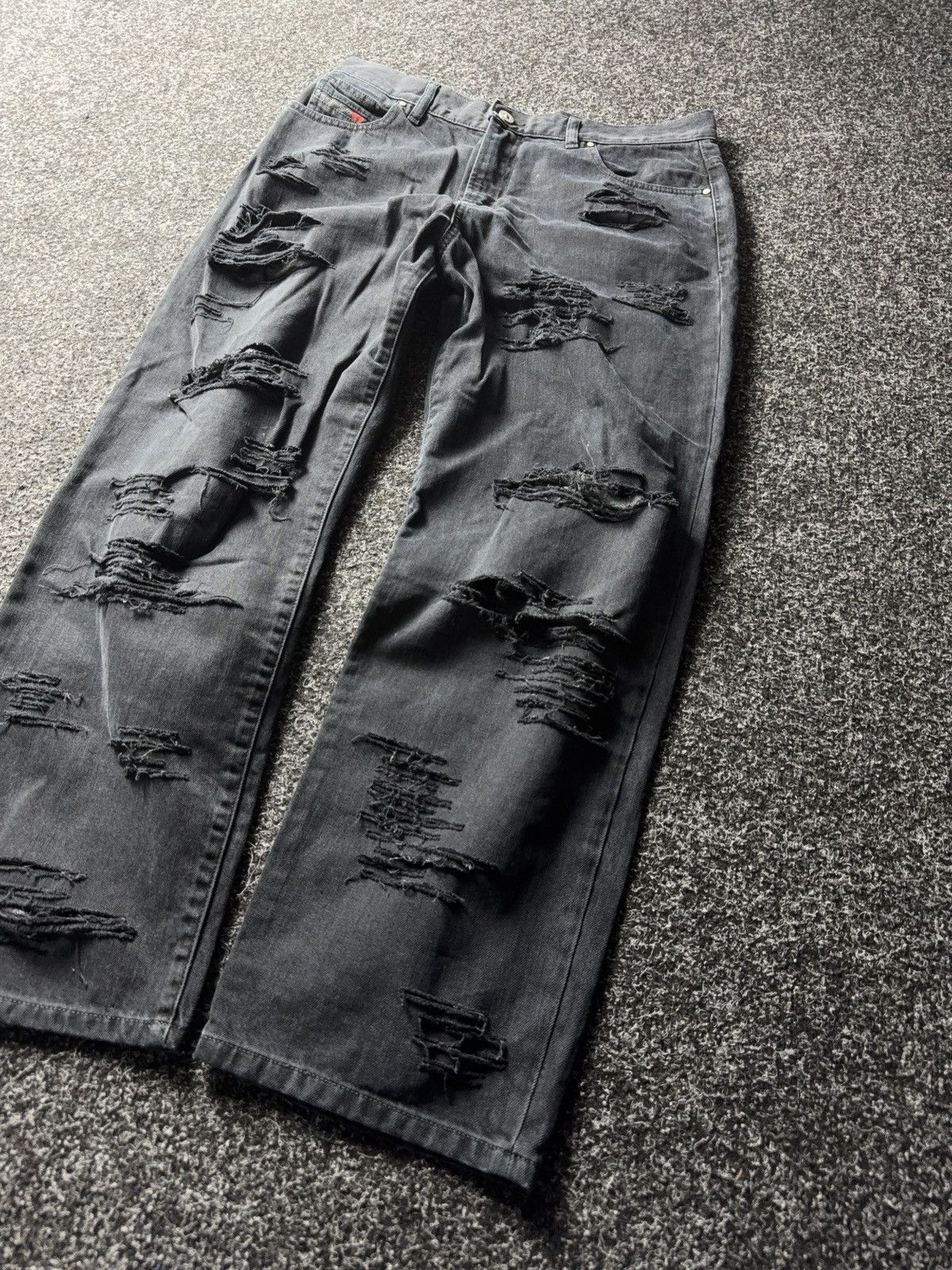 Diesel Luxury Y2K Diesel Niclah Heavy Distressed Washed Black Jeans Size 31" - 3 Thumbnail