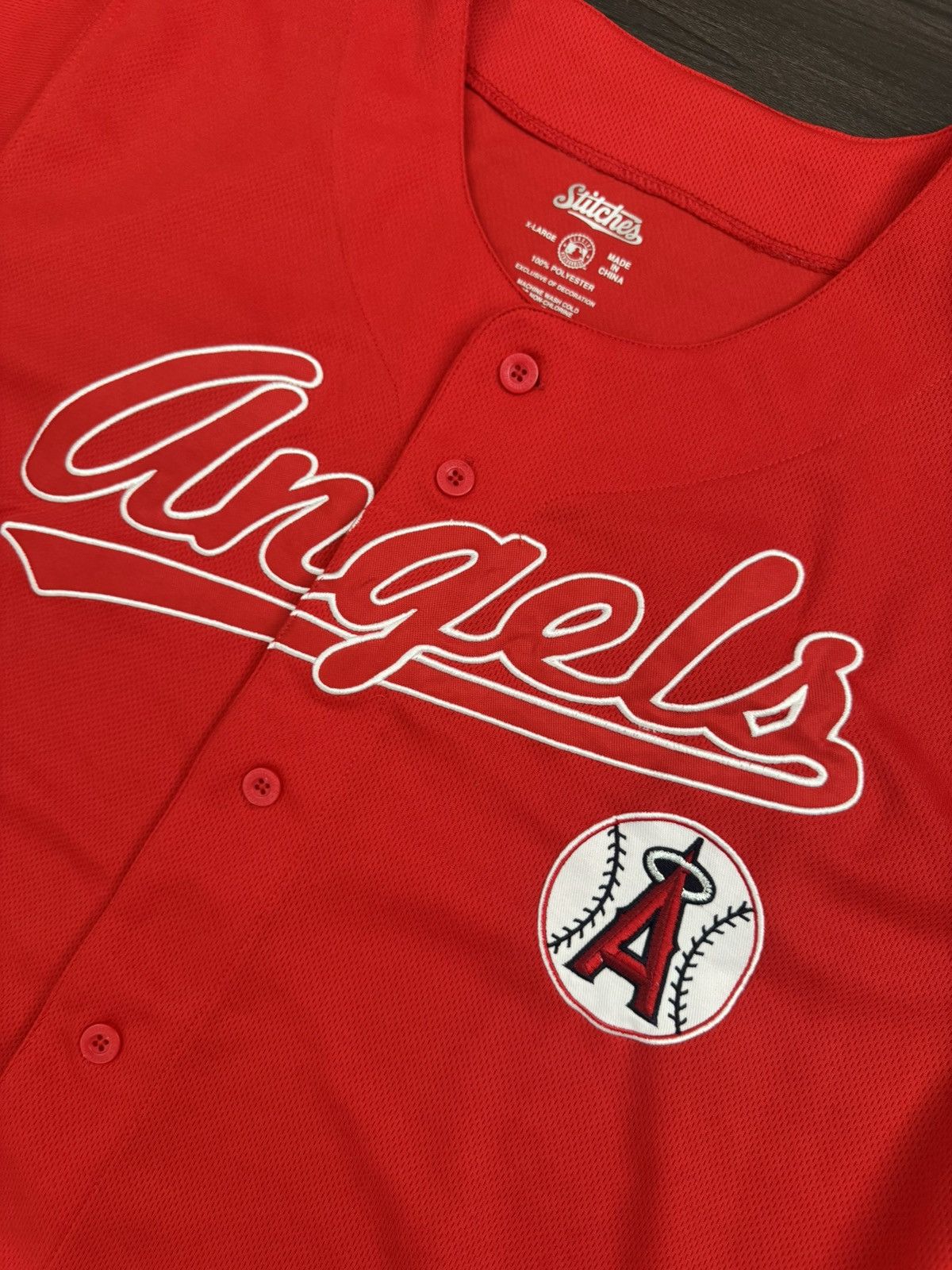 Stitch's Jeans Stitches Los Angeles Angels MLB Baseball Red Jersey Men’s XL Size US XL / EU 56 / 4 - 2 Thumbnail