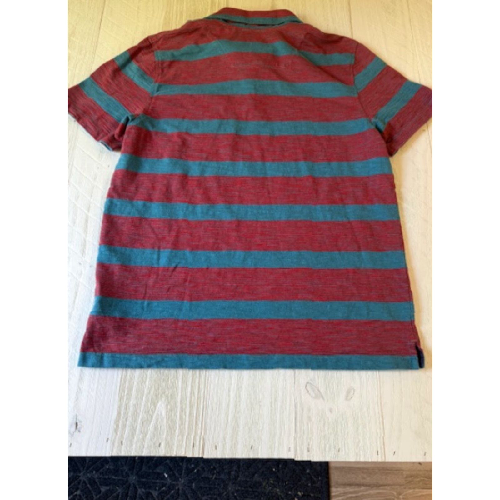 The North Face The North Face Mens Large Polo Shirt Short Sleeve Striped Red Blue Multicolor Cotton Polyester Button Closure Collared FIt Regular Mens 90s? Size US L / EU 52-54 / 3 - 7 Thumbnail