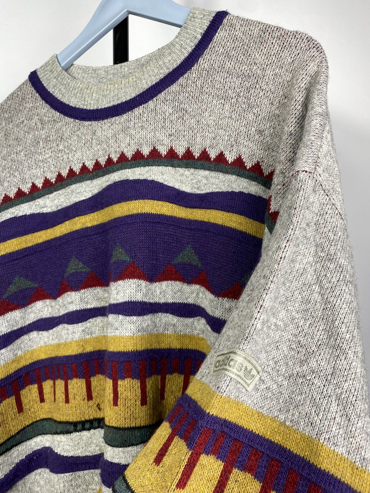 Adidas × Vintage Adidas vintage patterned knitted sweater 90s jumper Size US L / EU 52-54 / 3 - 8 Thumbnail