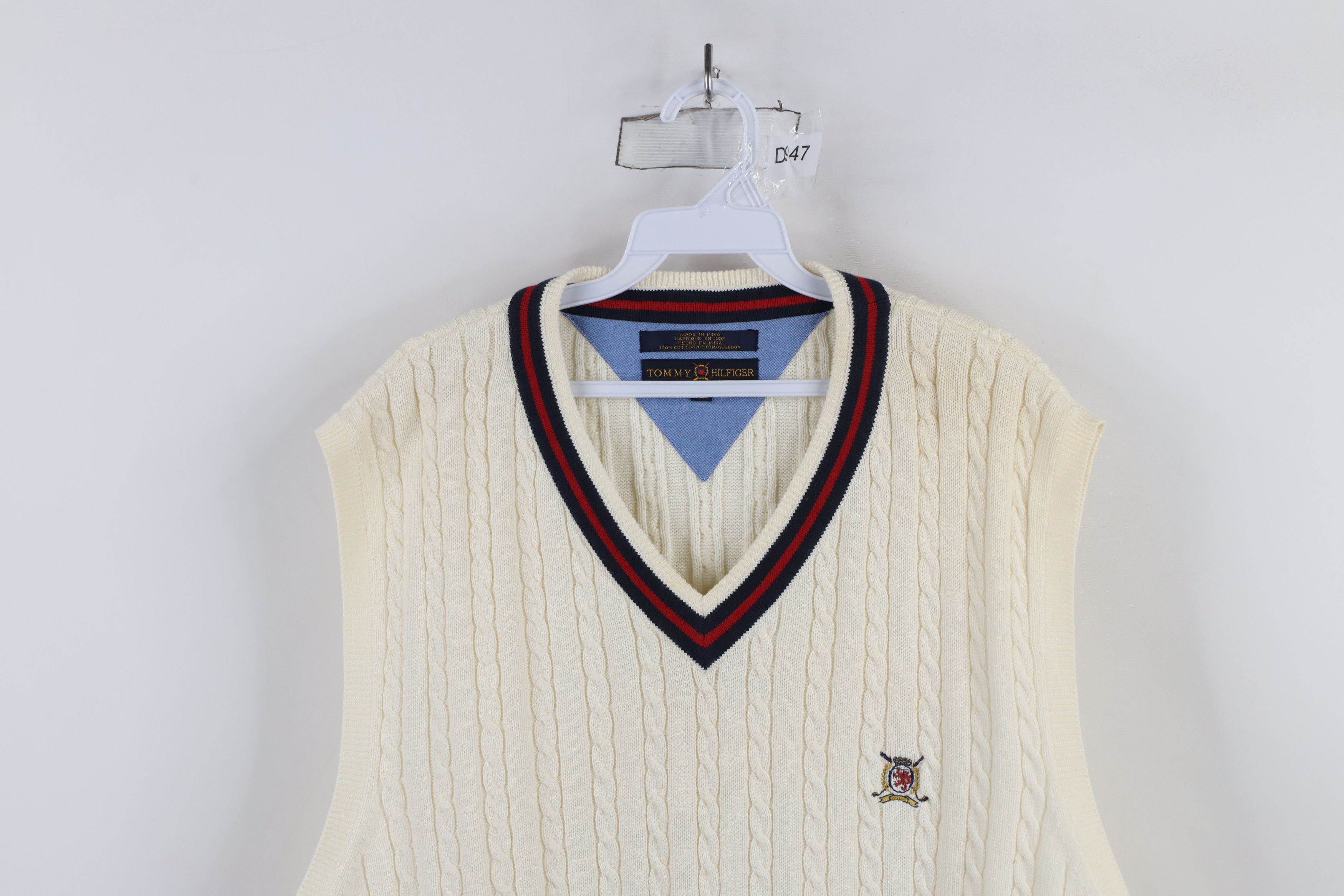 Vintage 90s Tommy Hilfiger Golf Knit Sweater Vest Cream