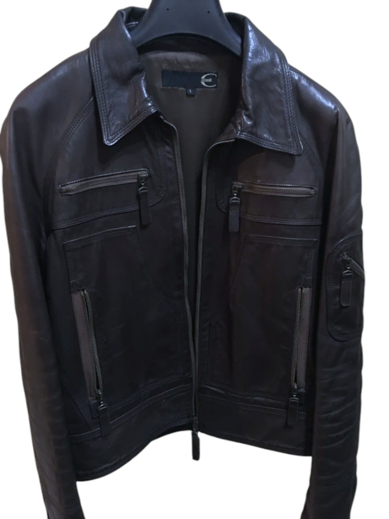 Roberto Cavalli Just Cavalli Leather Jacket – Multi Zip Utility – Size L Size US L / EU 52-54 / 3 - 2 Thumbnail