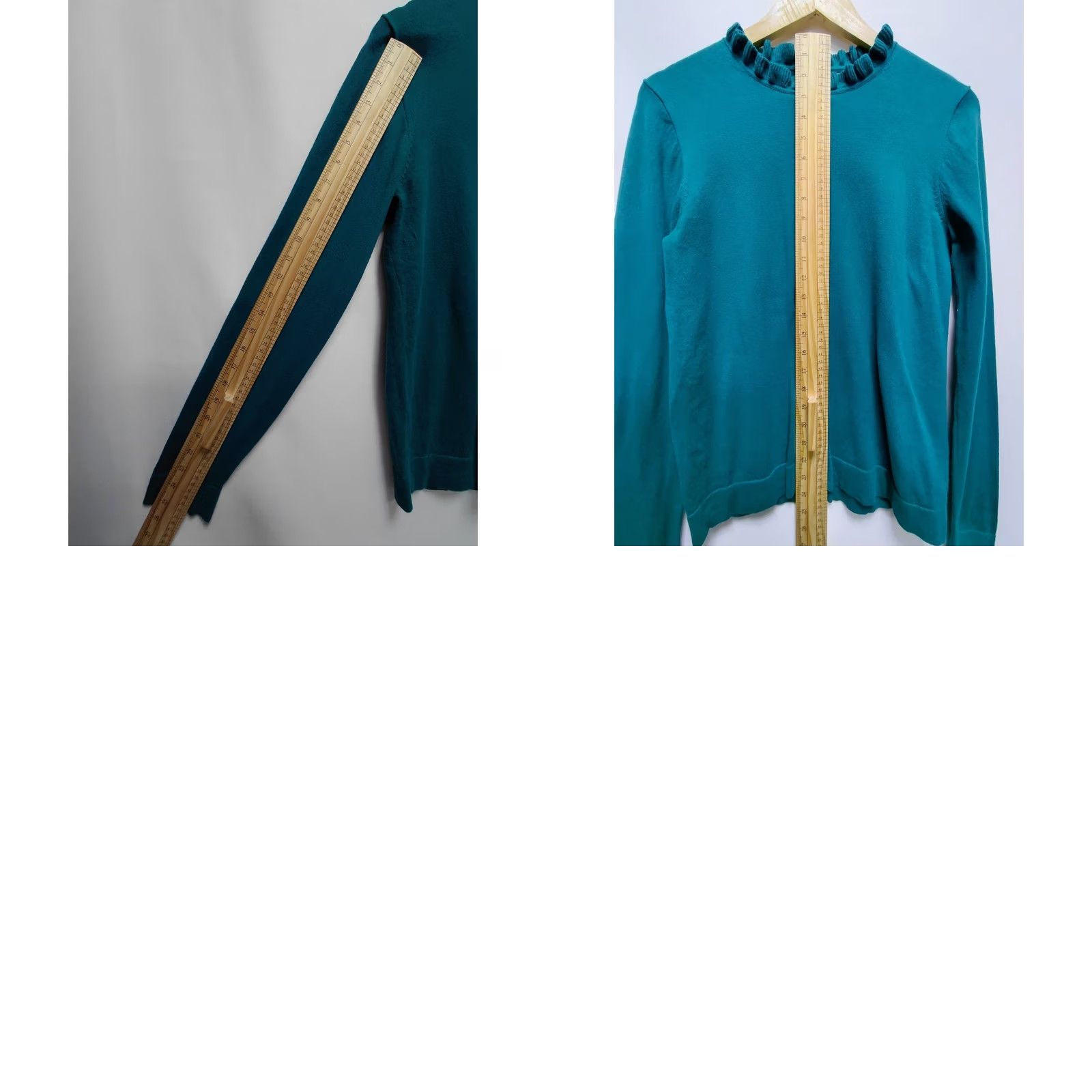 J.Crew J.Crew Ruffle Neck Teal Green Long Sleeve Cotton Sweater Women’s S Size S / US 4 / IT 40 - 9 Thumbnail