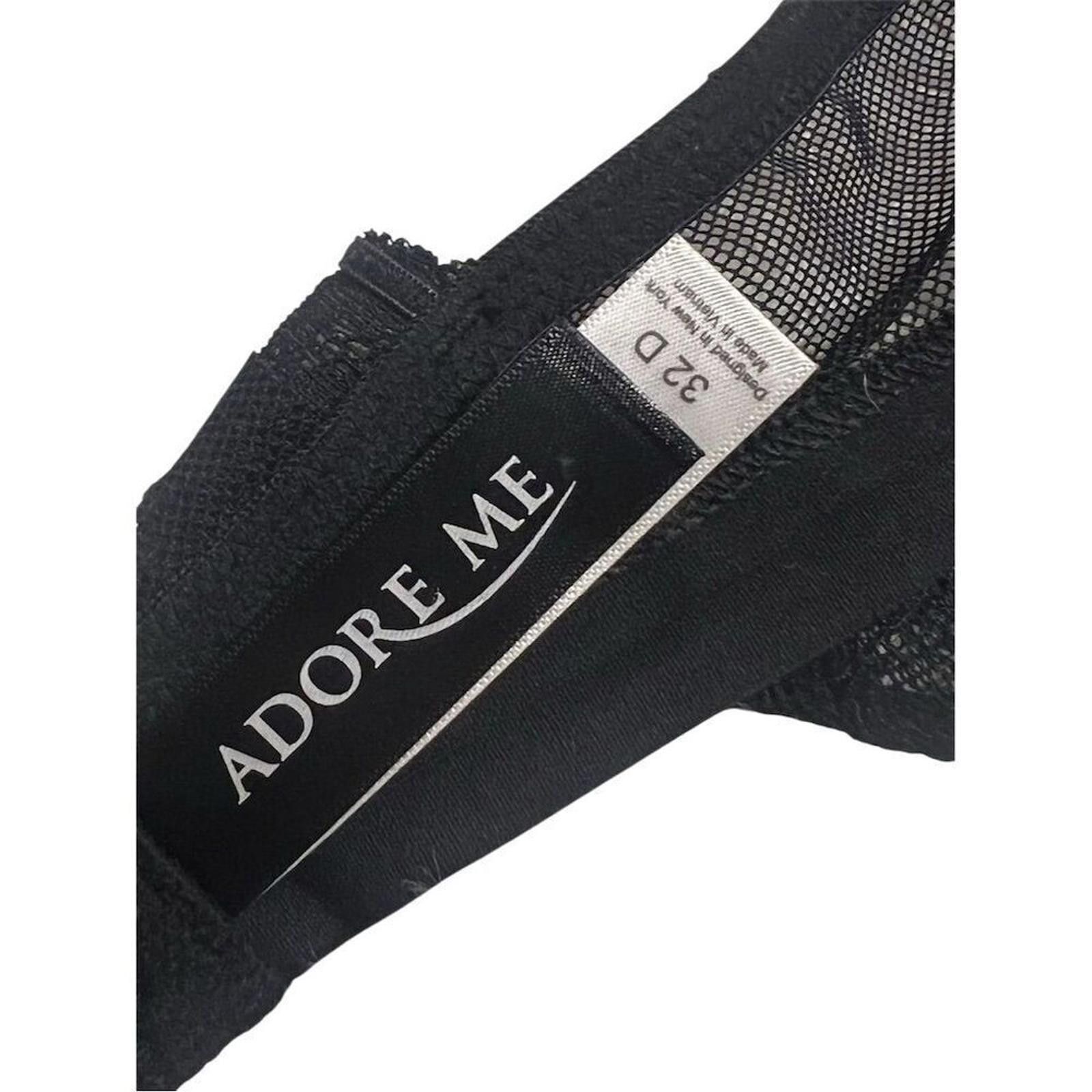 Other Adore Me Black Lace Balconette Bra 32D Sheer Mesh Underwire Size ONE SIZE - 6 Thumbnail